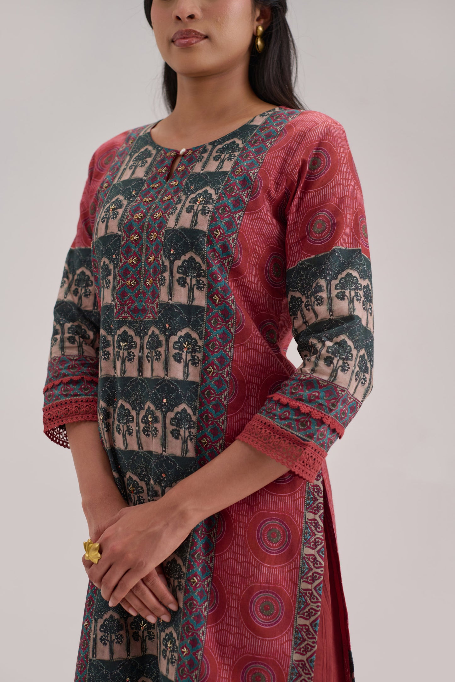 Mehr - Maroon Cotton Cambric Kurta Set