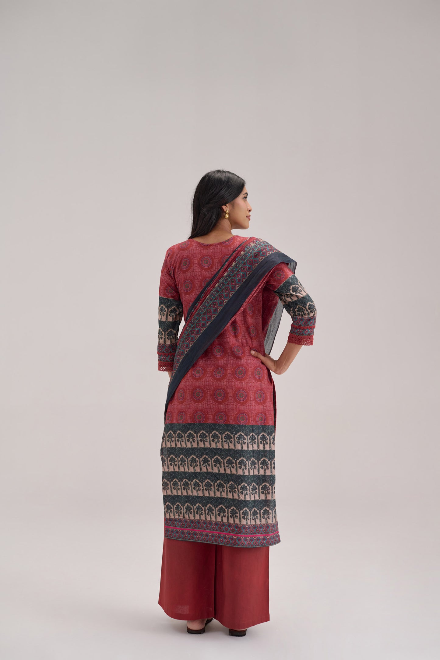 Mehr - Maroon Cotton Cambric Kurta Set