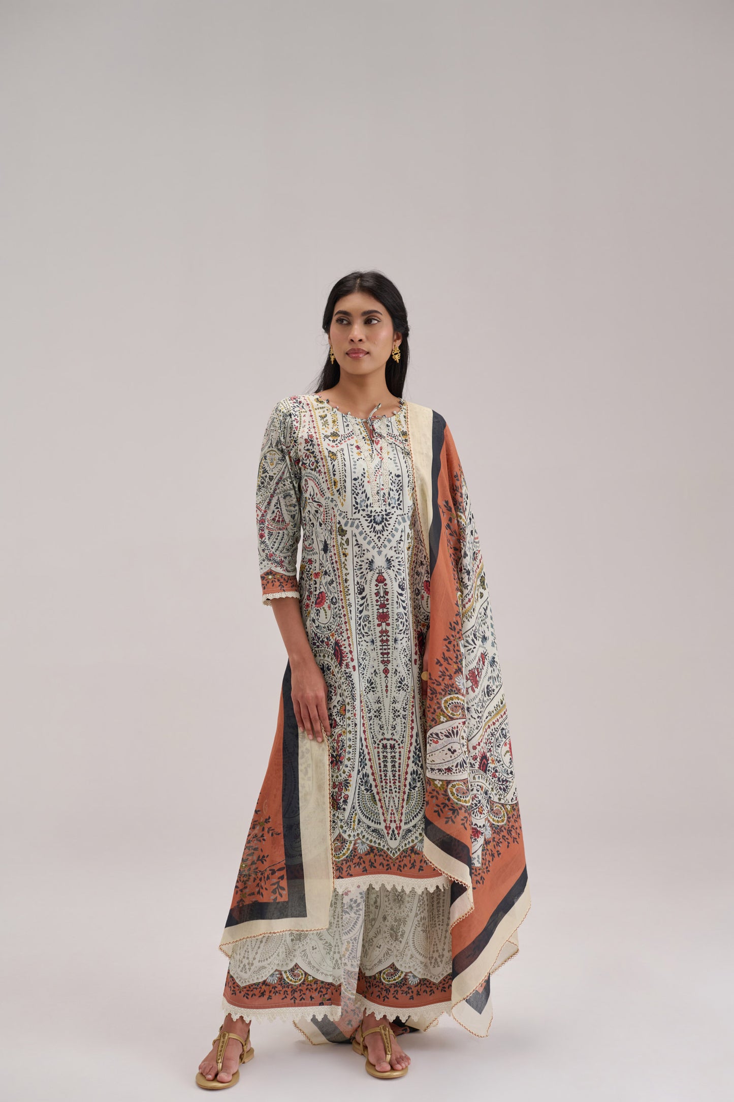 Mehr - Multi Color Cotton Cambric Coord Suit