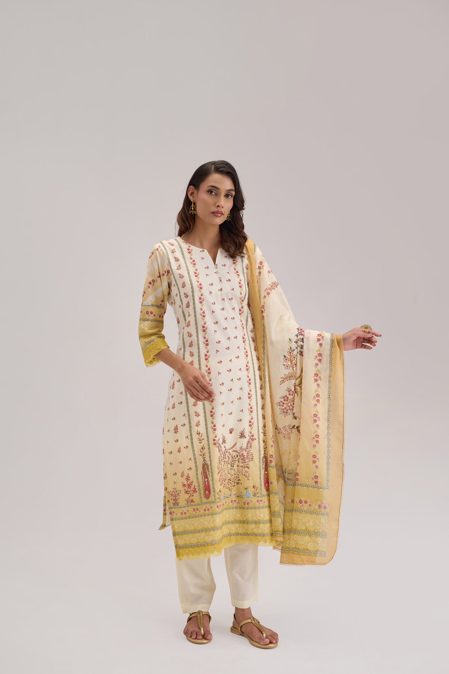 Mehr - Cream Cotton Cambric Kurta Set