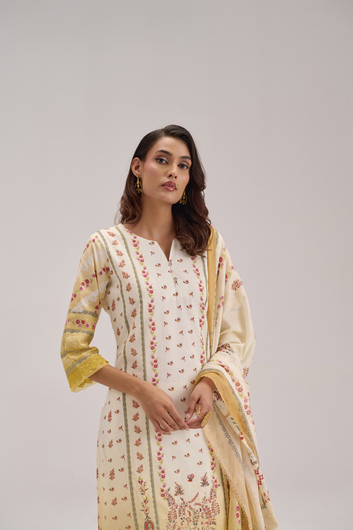 Mehr - Cream Cotton Cambric Kurta Set
