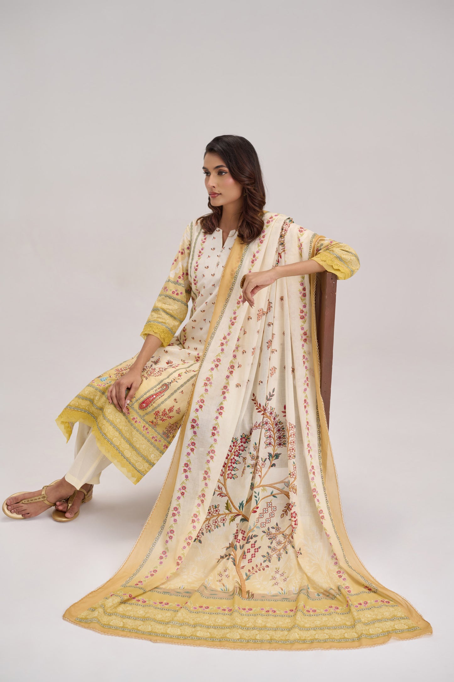 Mehr - Cream Cotton Cambric Kurta Set