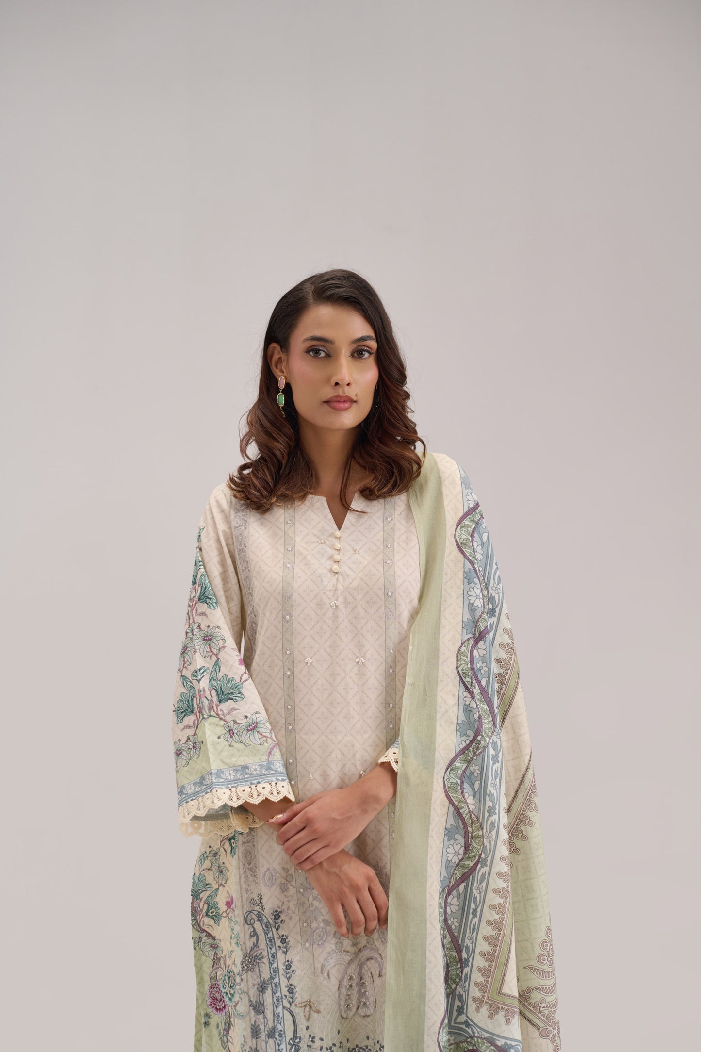 Mehr - Cream Cotton Cambric Kurta Set