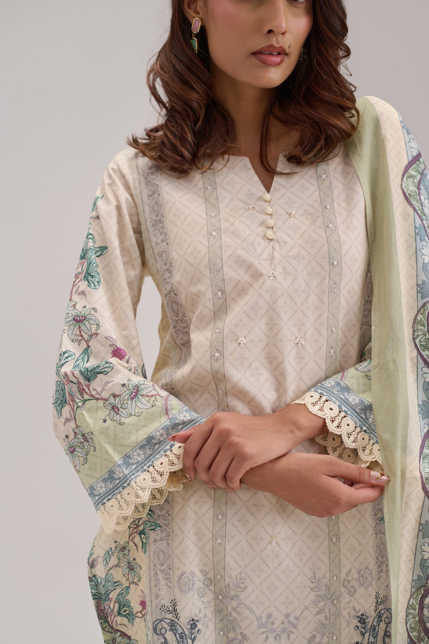 Mehr - Cream Cotton Cambric Kurta Set