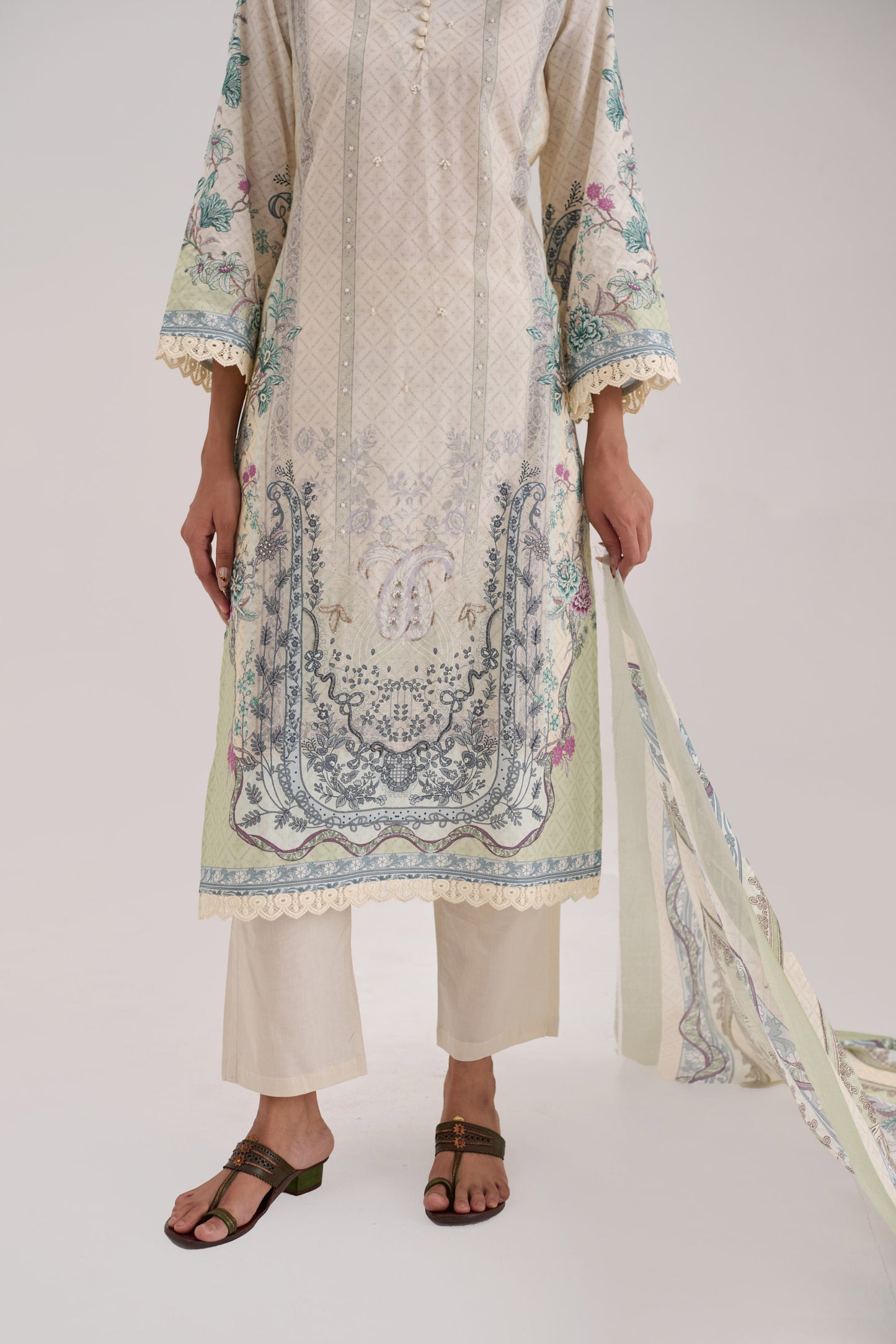 Mehr - Cream Cotton Cambric Kurta Set