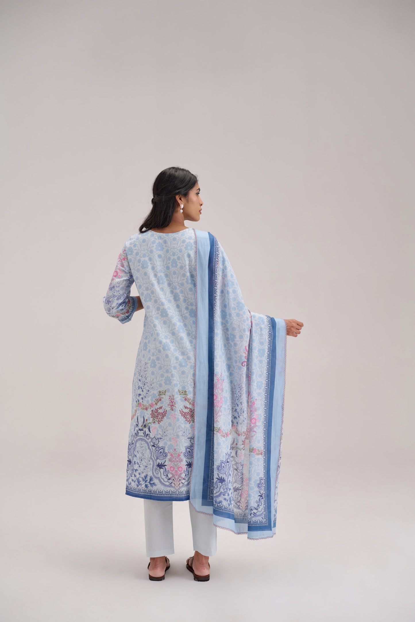 Mehr - Powder Blue Cotton Cambric Kurta Set