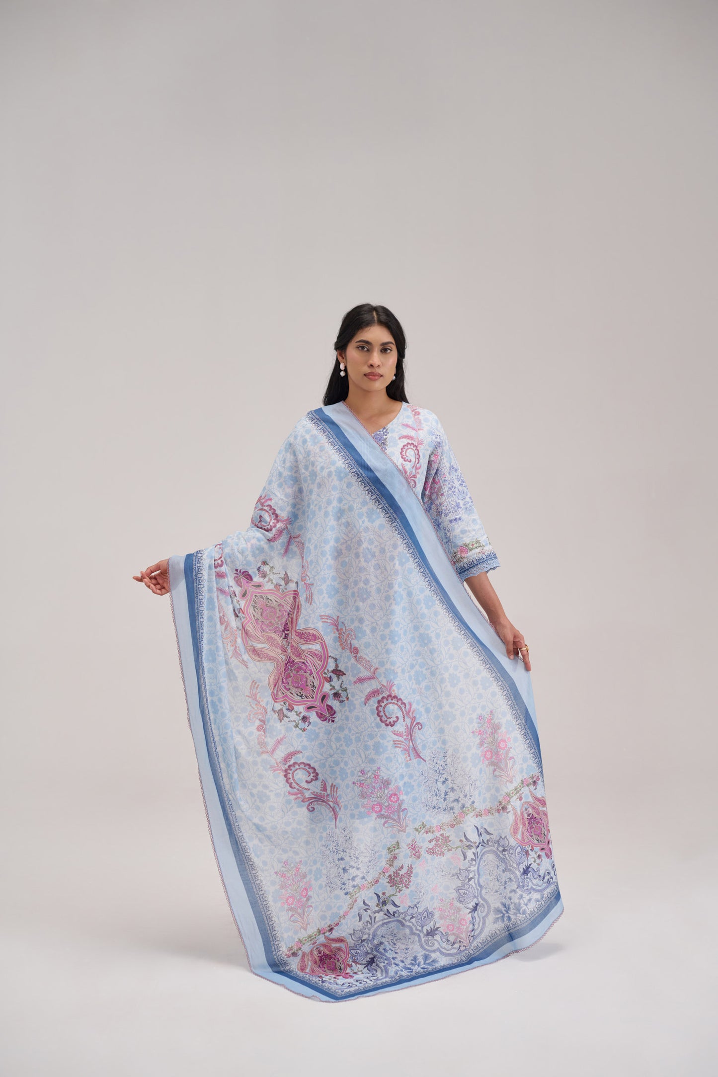 Mehr - Powder Blue Cotton Cambric Kurta Set