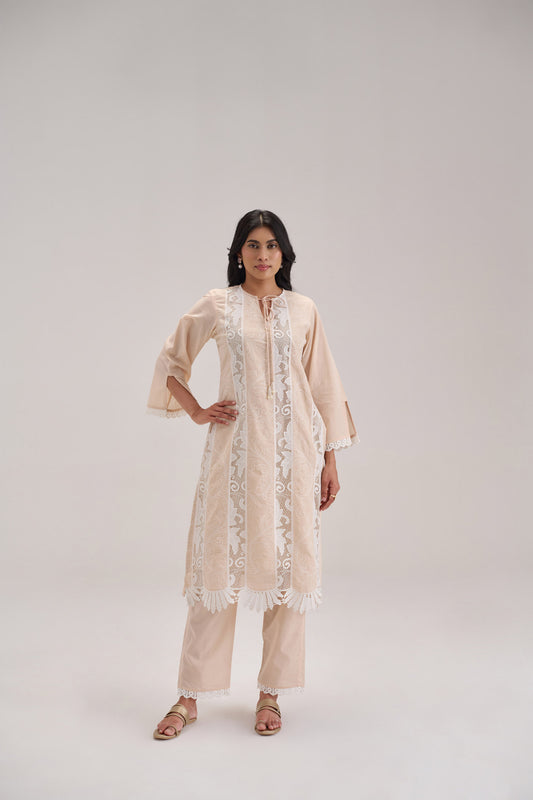 Mehr - Beige Cotton Fabric Coord Set