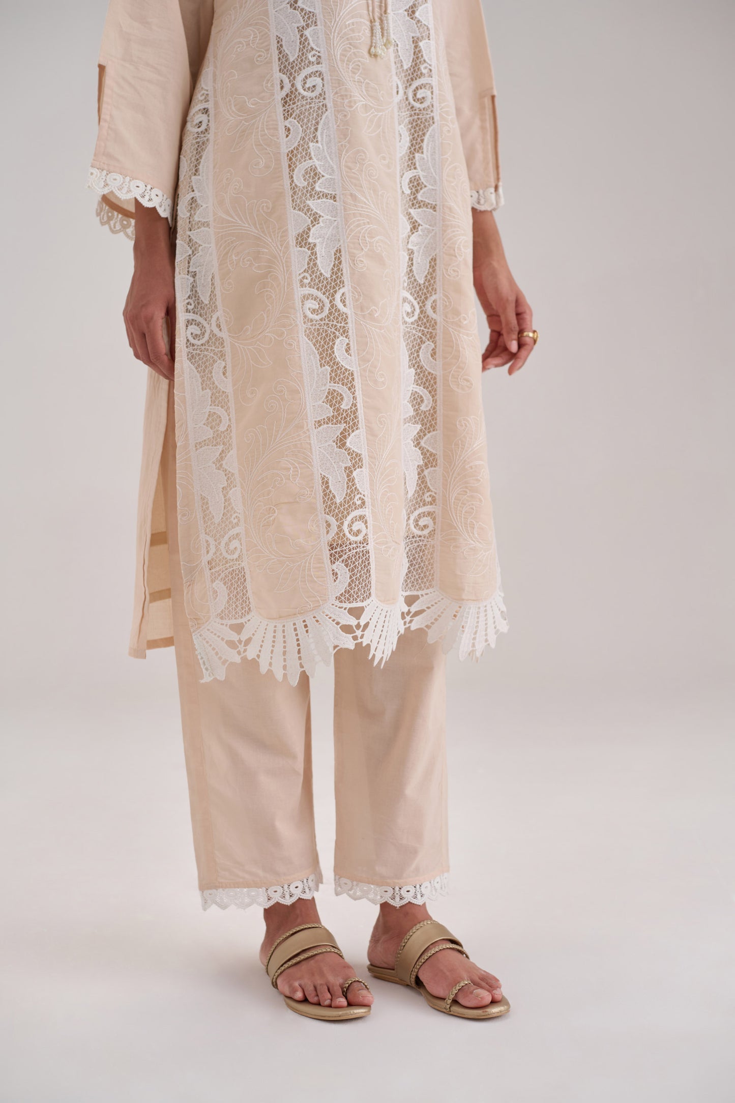 Mehr - Beige Cotton Fabric Coord Set