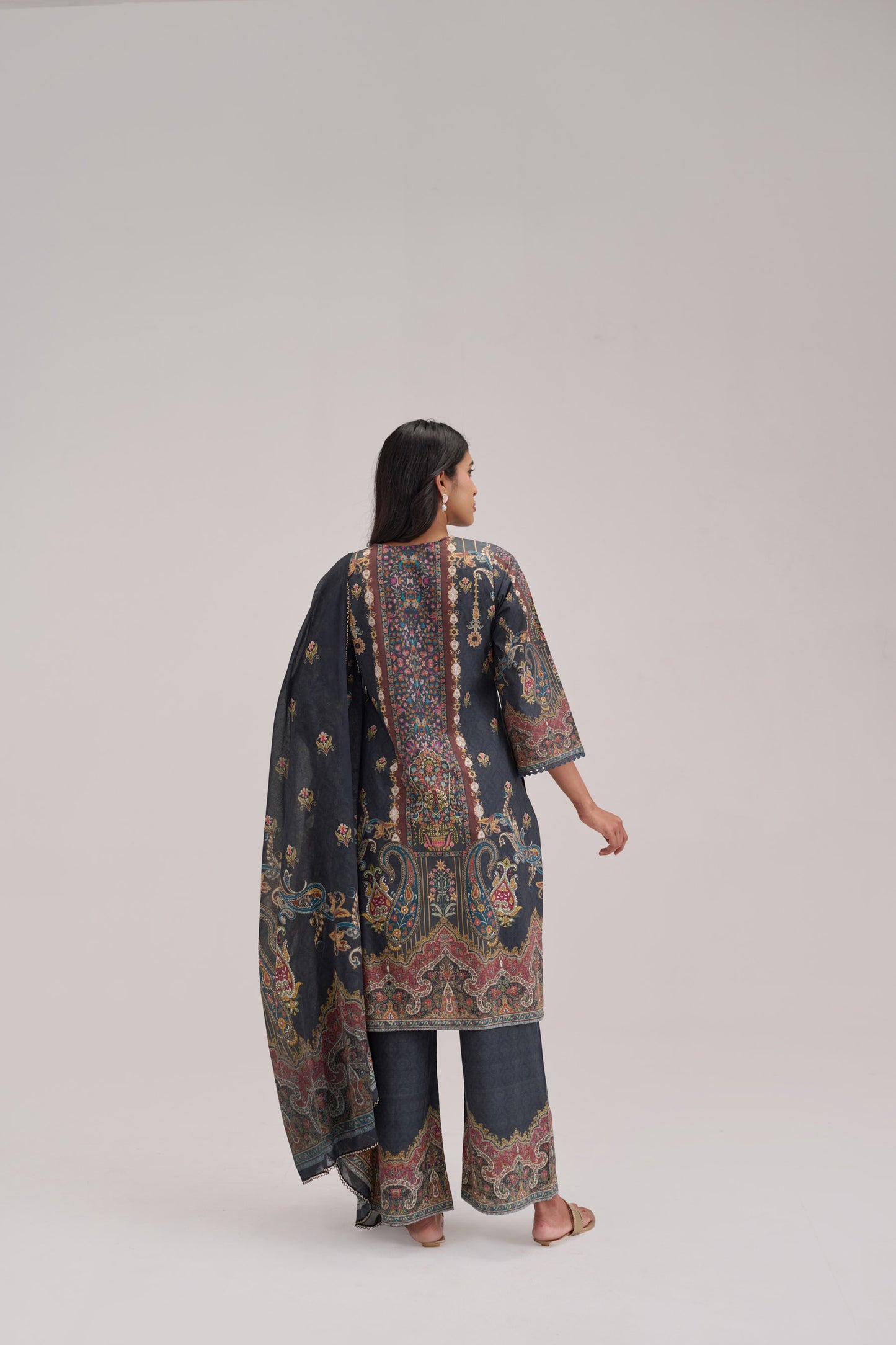 Mehr - Navy Blue Cotton Cambric Coord Suit