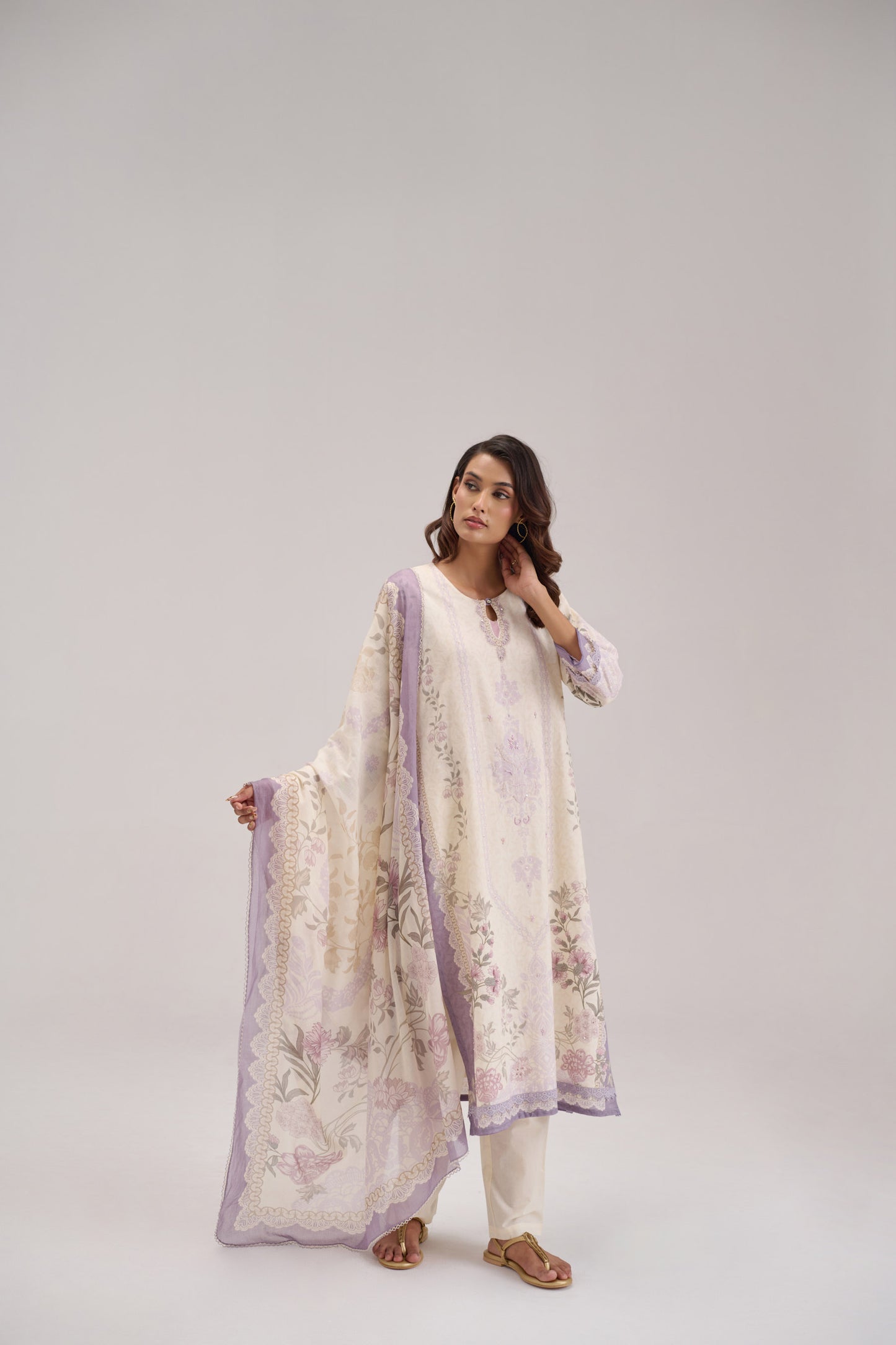 Gitanjali - Cream Cotton Cambric Kurta Set