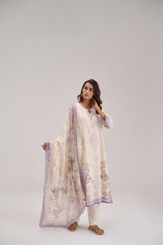 Gitanjali - Cream Cotton Cambric Kurta Set