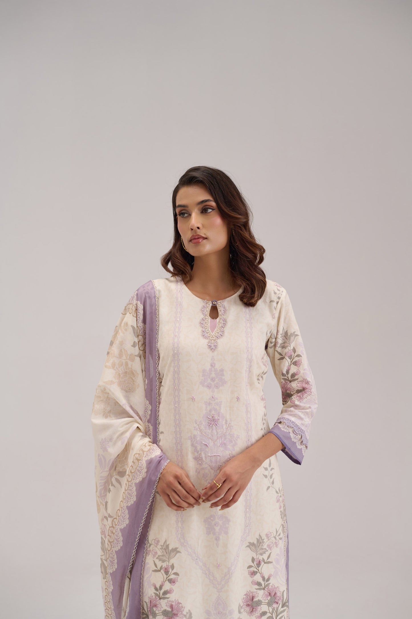 Gitanjali - Cream Cotton Cambric Kurta Set
