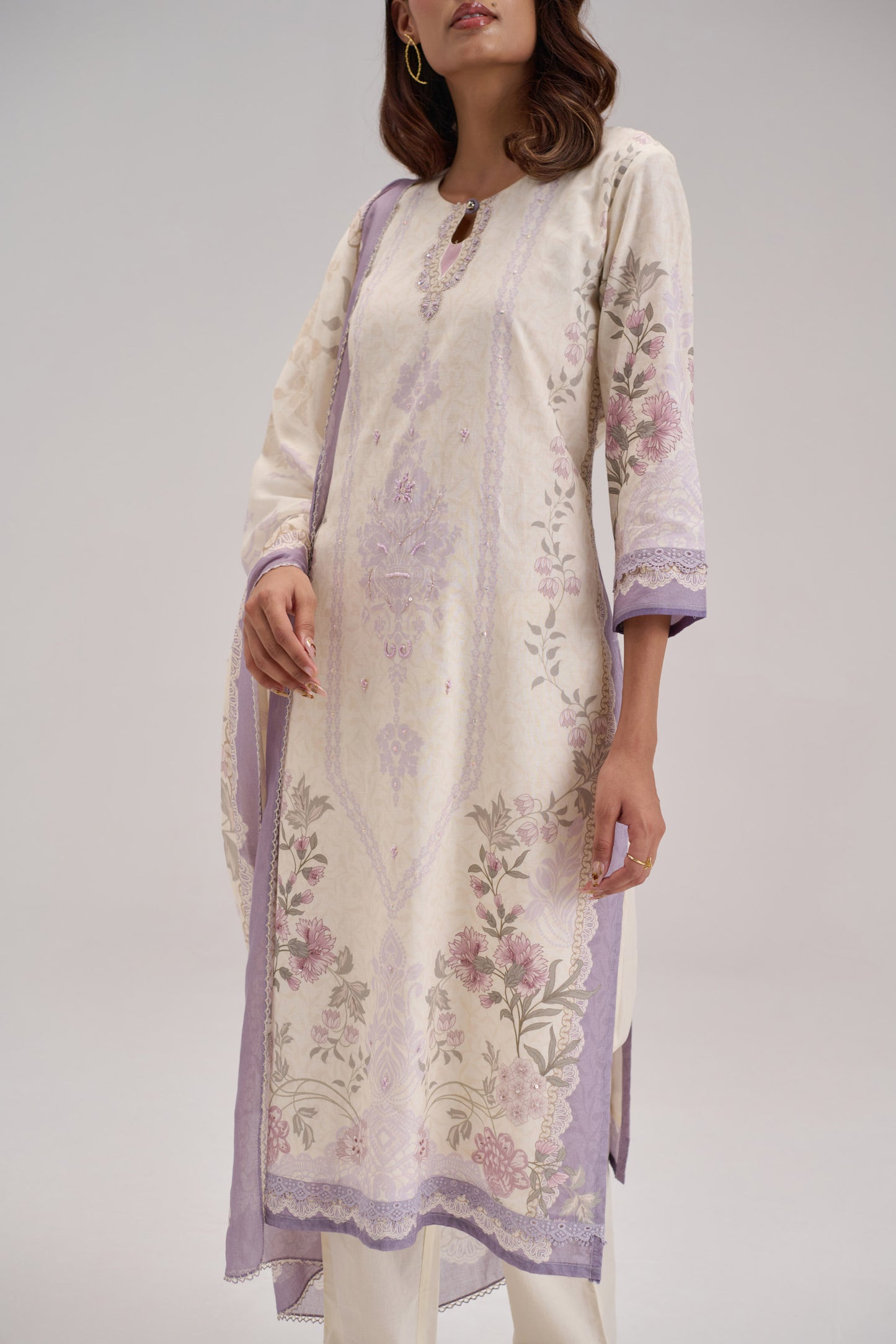 Gitanjali - Cream Cotton Cambric Kurta Set