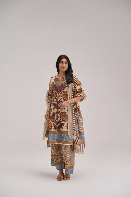 Mehr - Multi Color Cotton Cambric Coord Suit