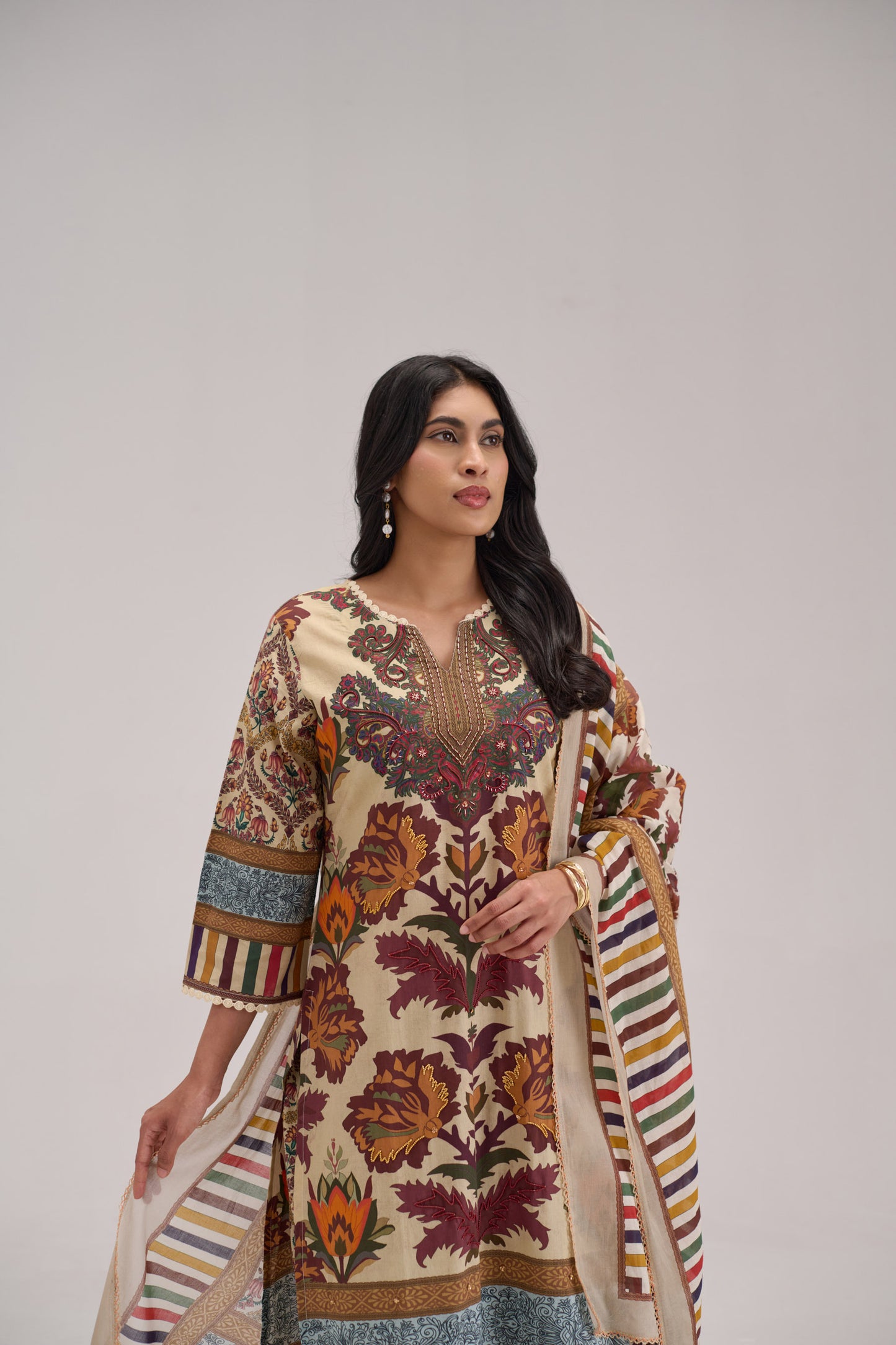 Mehr - Multi Color Cotton Cambric Coord Suit