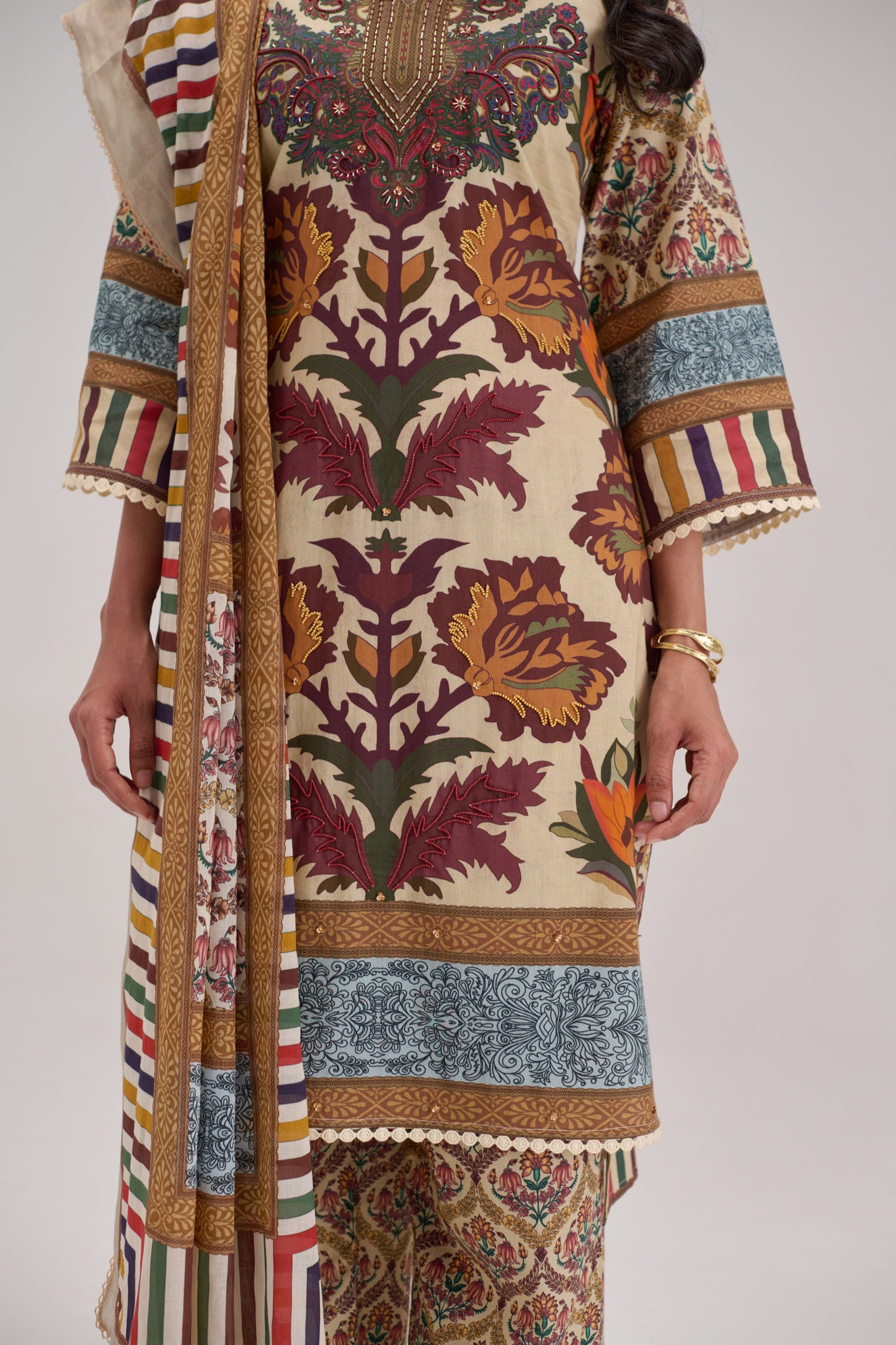 Mehr - Multi Color Cotton Cambric Coord Suit