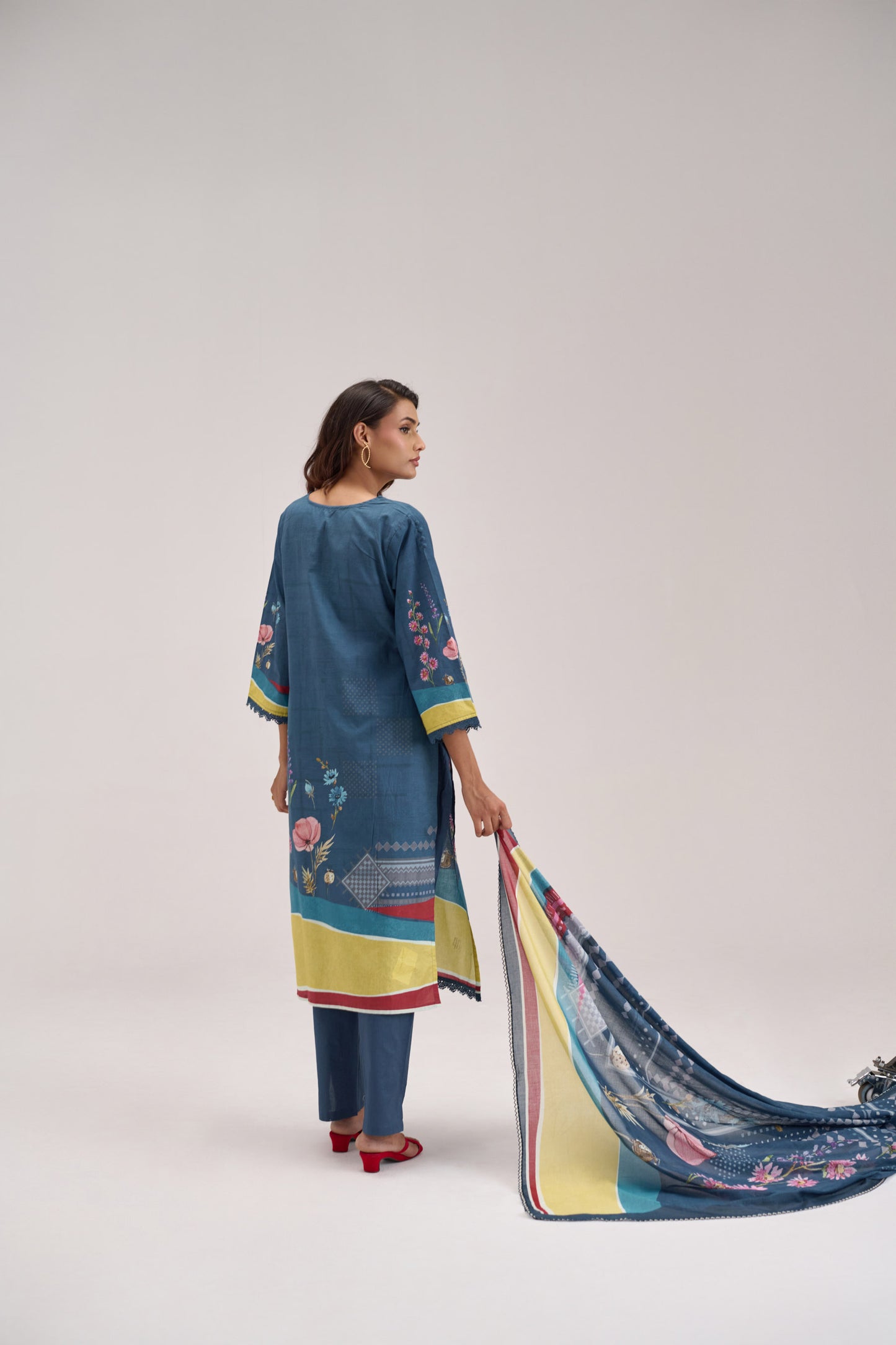 Madhuban - Blue Cotton Cambric Kurta Set