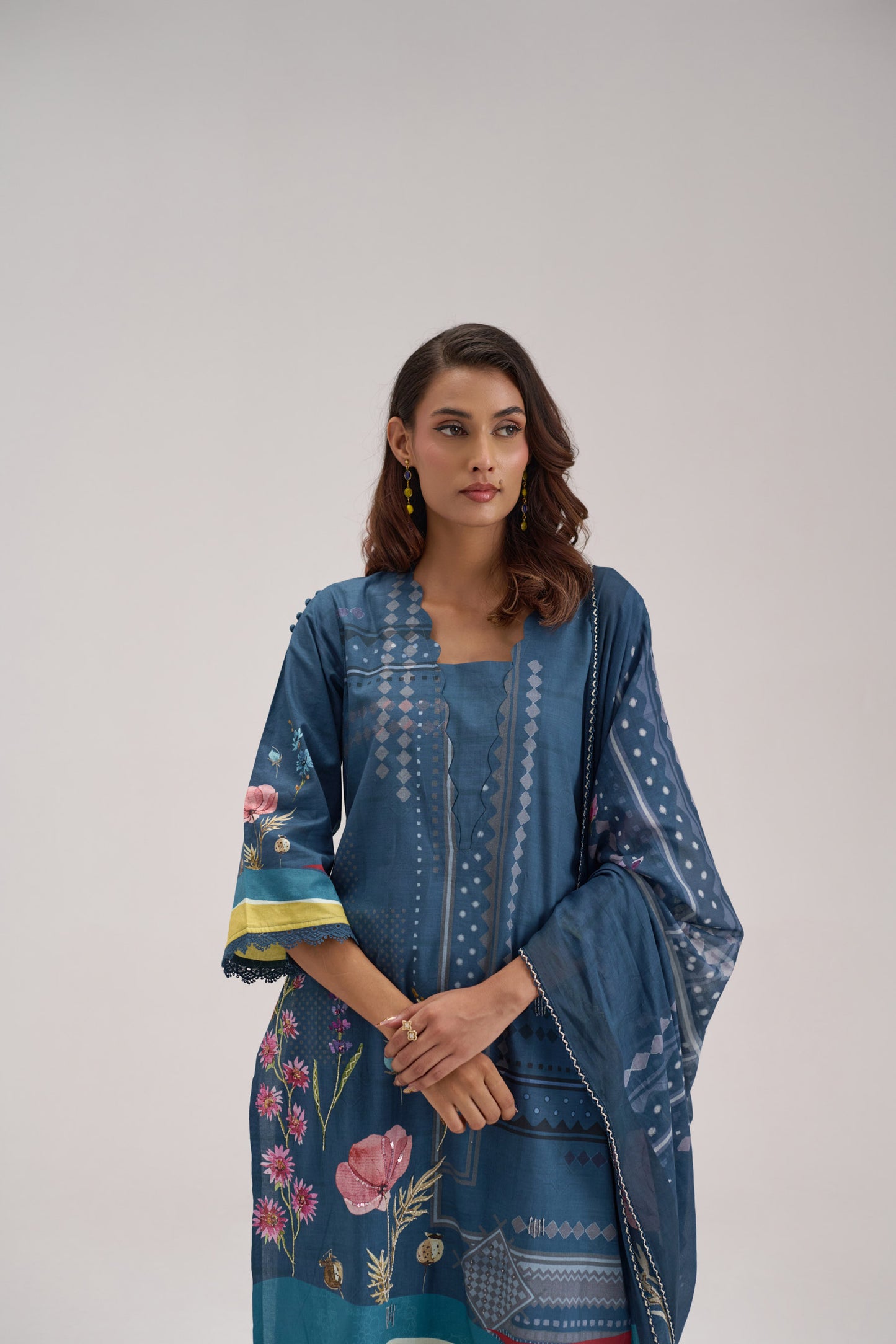 Madhuban - Blue Cotton Cambric Kurta Set