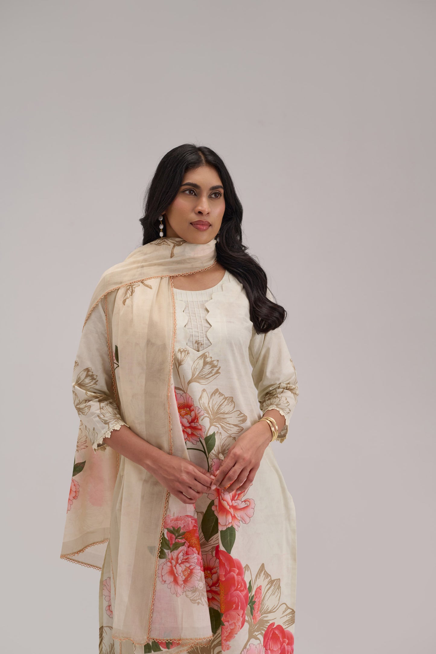 Pankhuri - Cream Cotton Cambric Coord Suit
