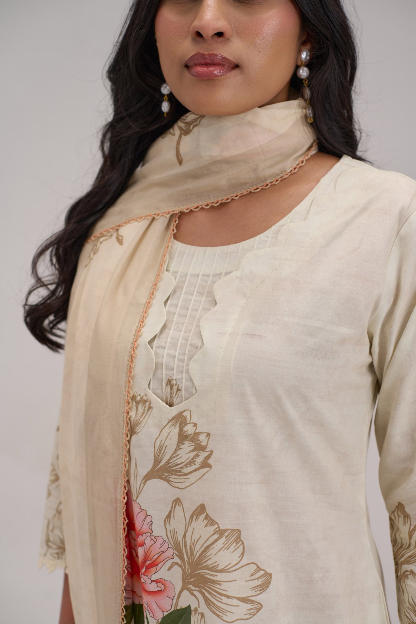 Pankhuri - Cream Cotton Cambric Coord Suit