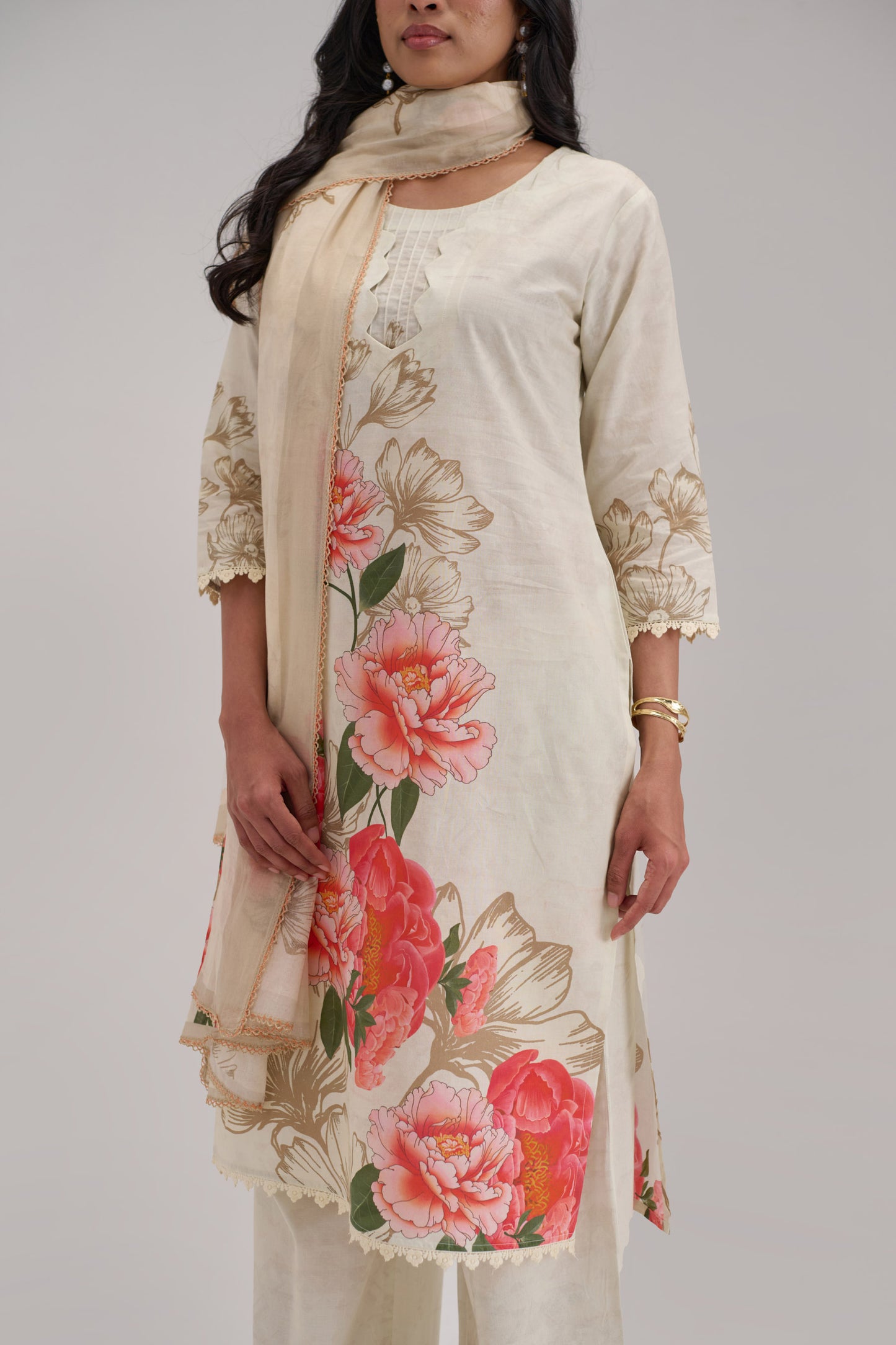 Pankhuri - Cream Cotton Cambric Coord Suit