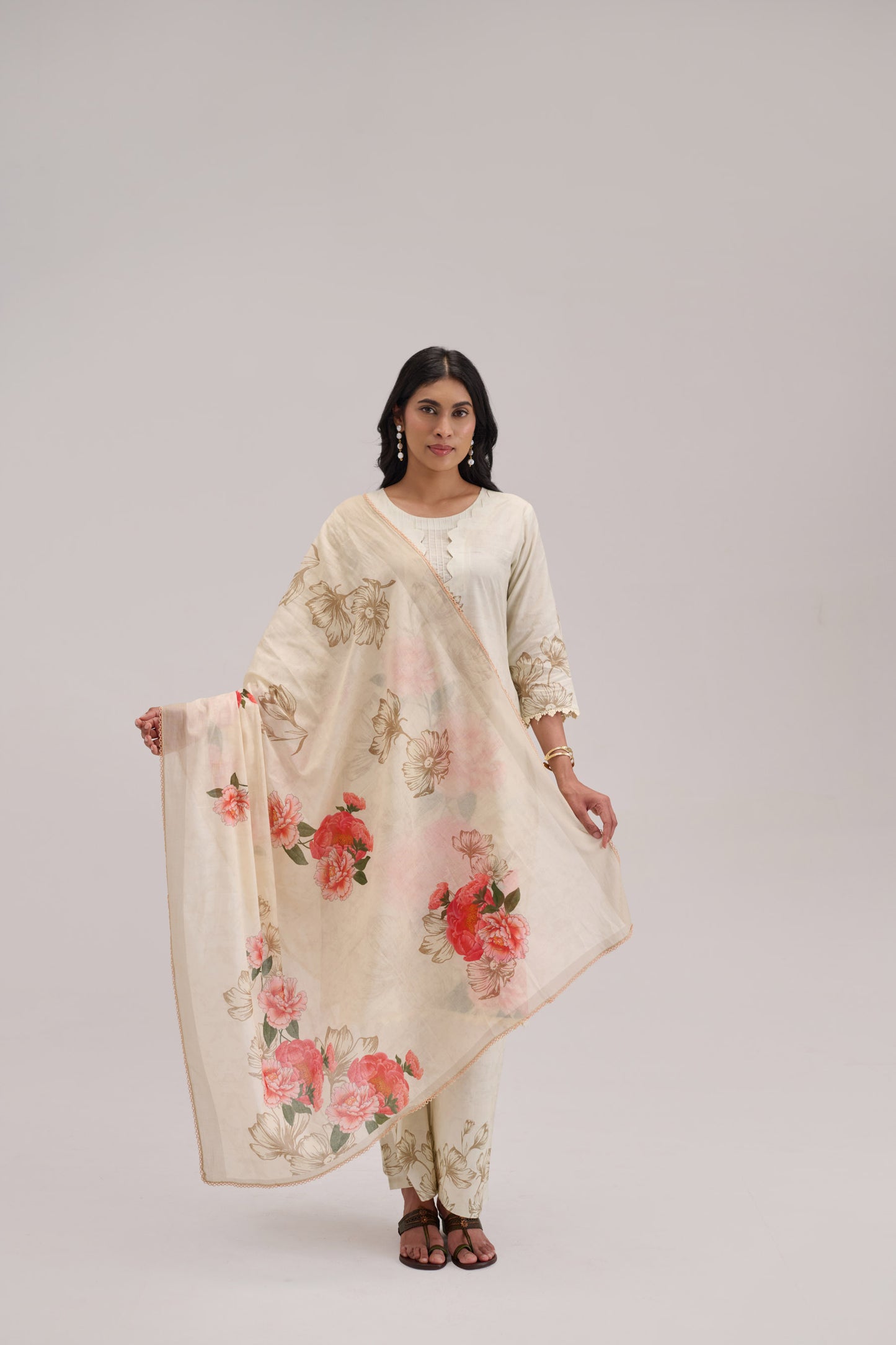 Pankhuri - Cream Cotton Cambric Coord Suit