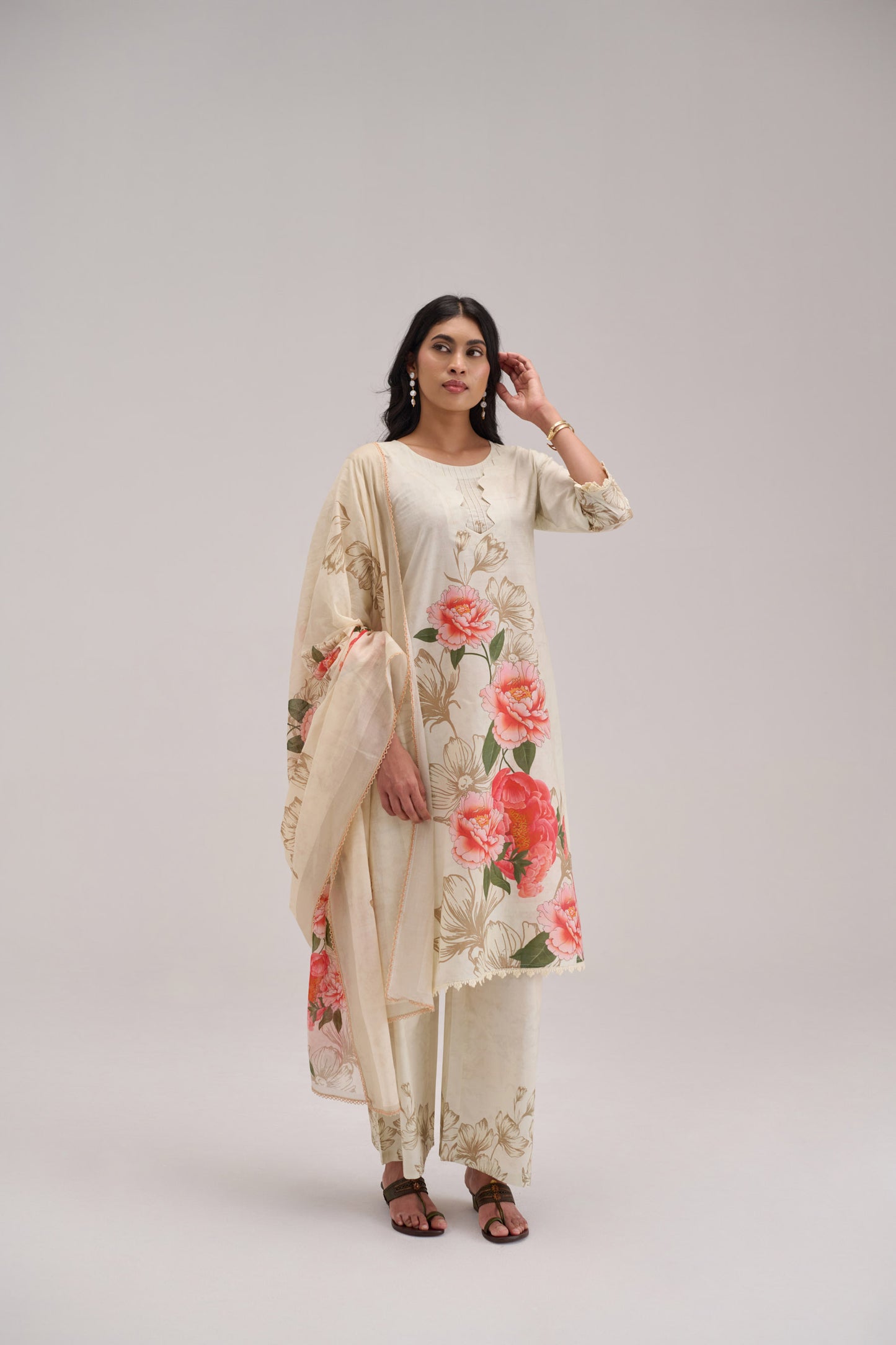 Pankhuri - Cream Cotton Cambric Coord Suit