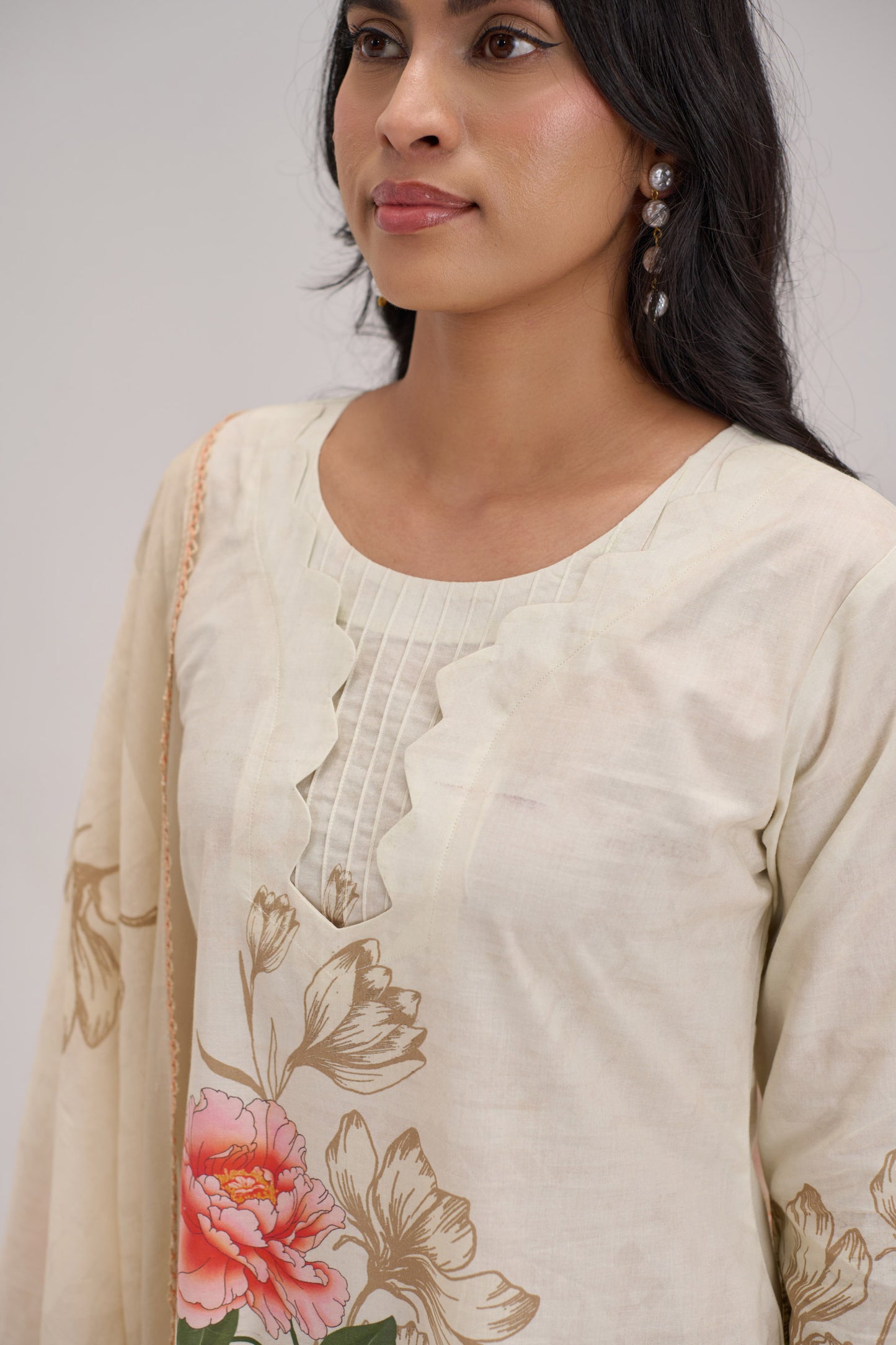 Pankhuri - Cream Cotton Cambric Coord Suit