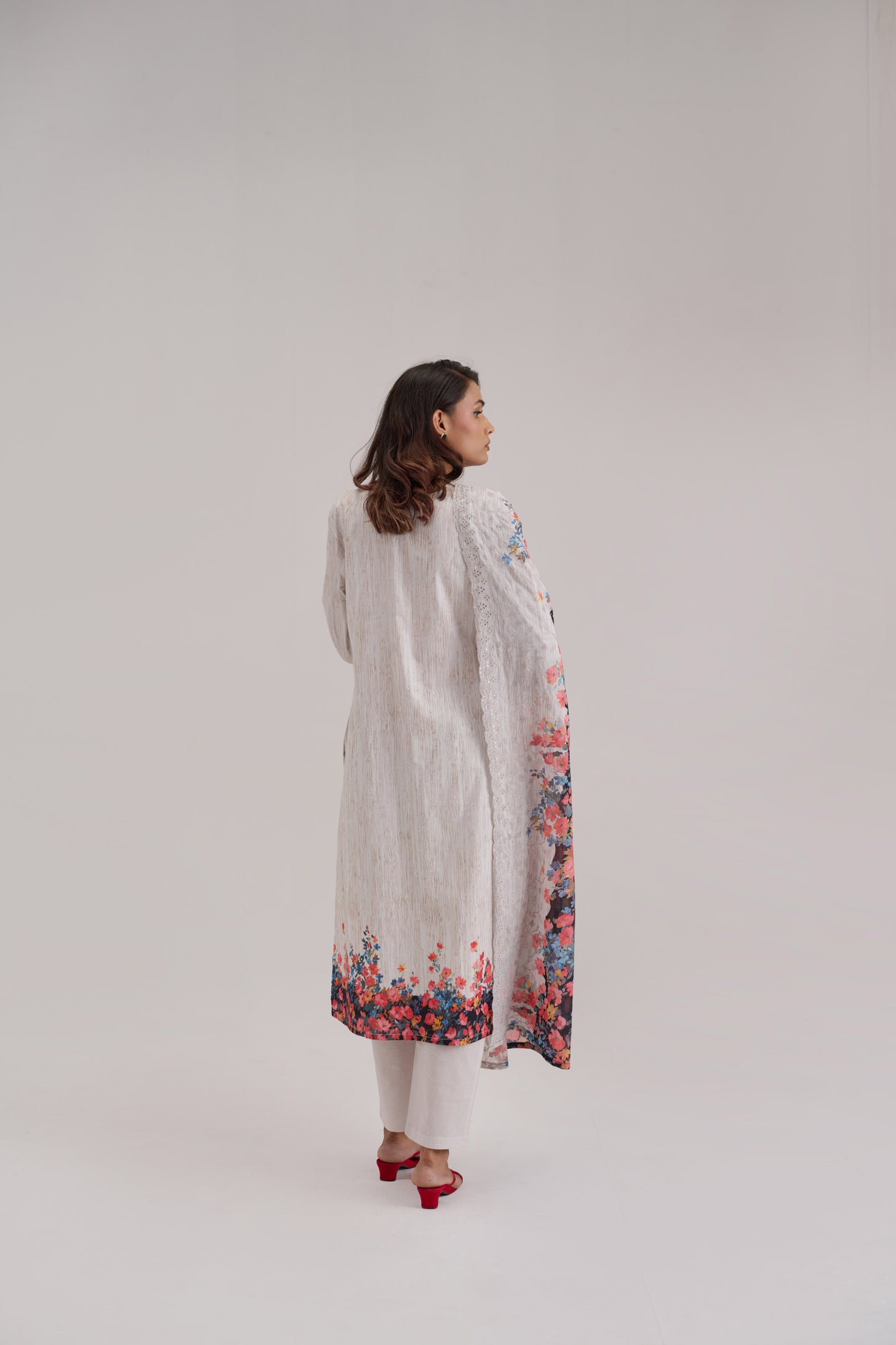 Madhuban - Silver Cotton Cambric Suit Set
