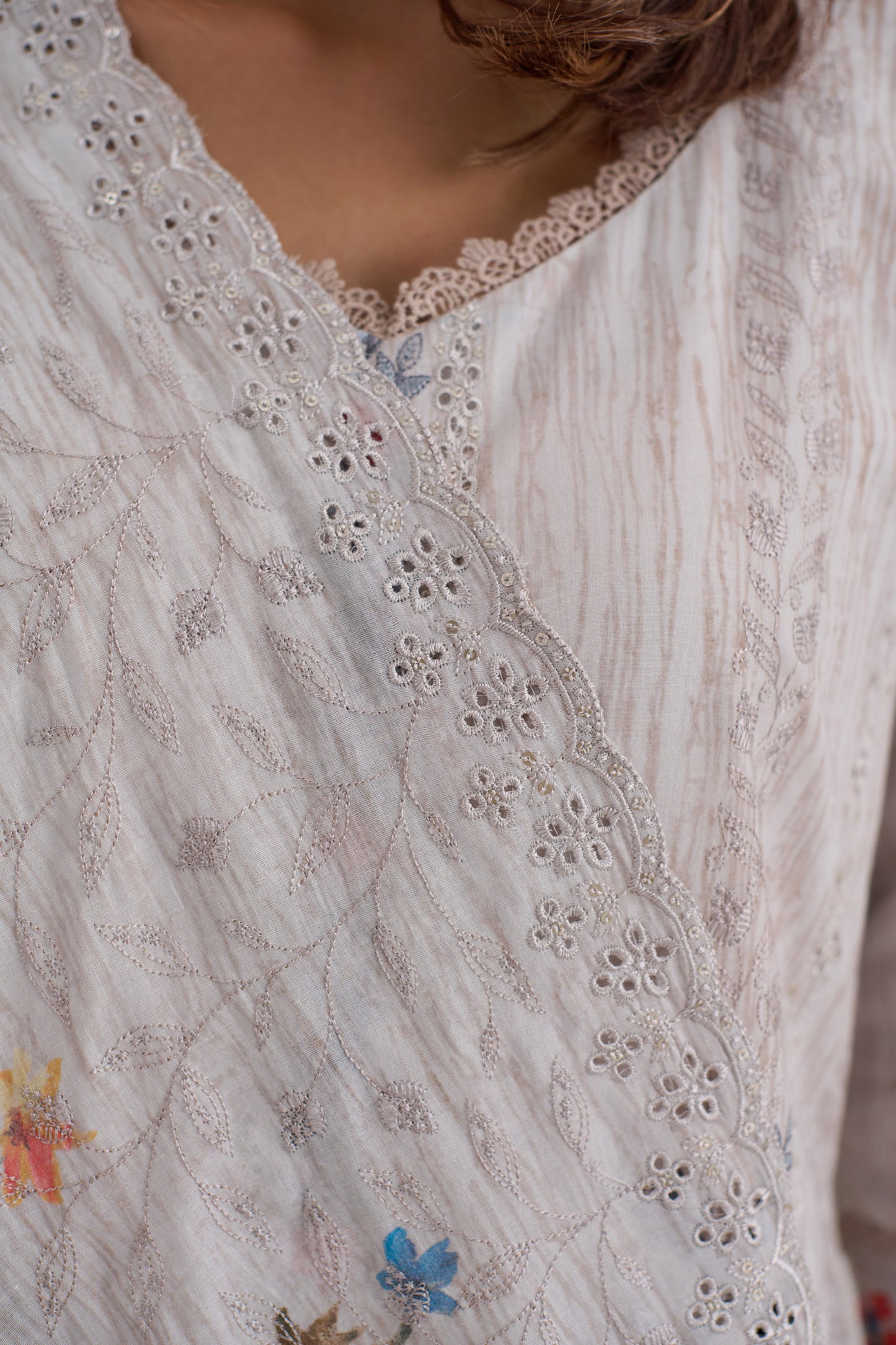 Madhuban - Silver Cotton Cambric Suit Set