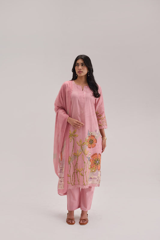 Madhuban - Soft Pink Cotton Cambric Kurta Set