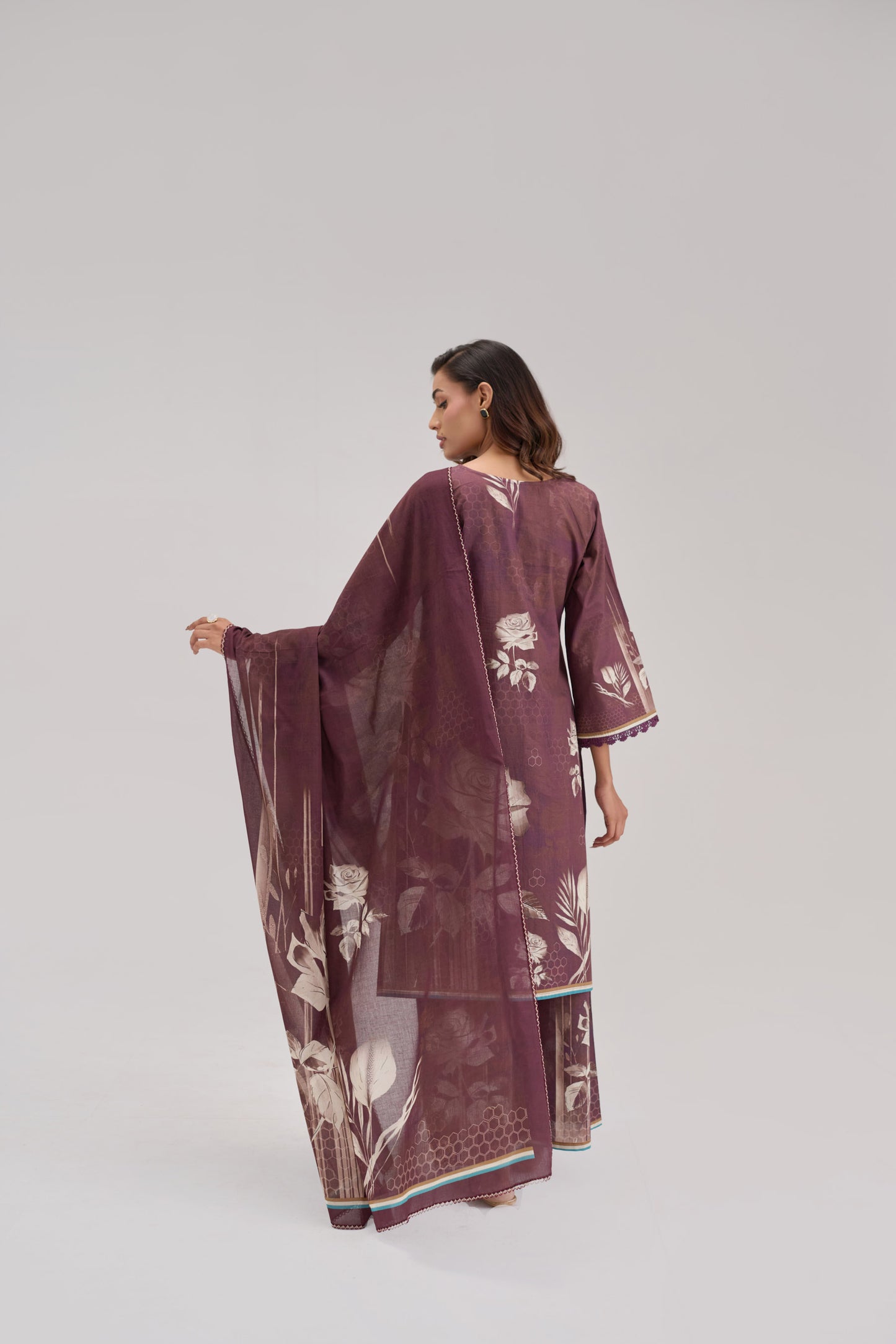 Madhuban - Wine Cotton Cambric Coord Suit