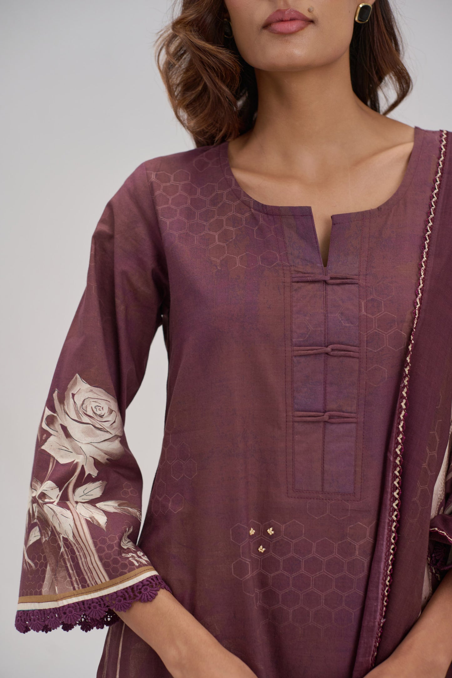 Madhuban - Wine Cotton Cambric Coord Suit
