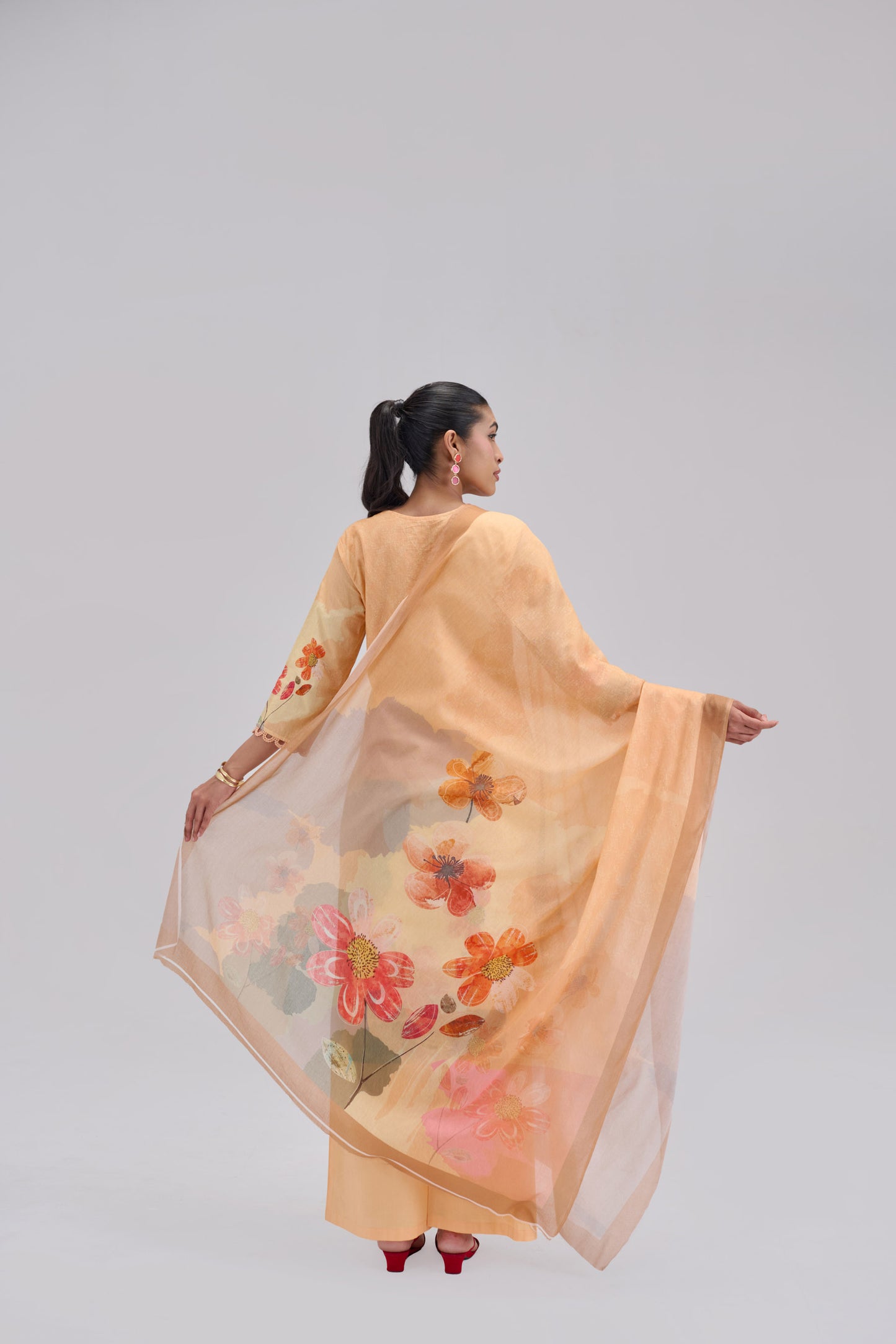 Madhuban - Soft Peach Cotton Cambric Kurta Set