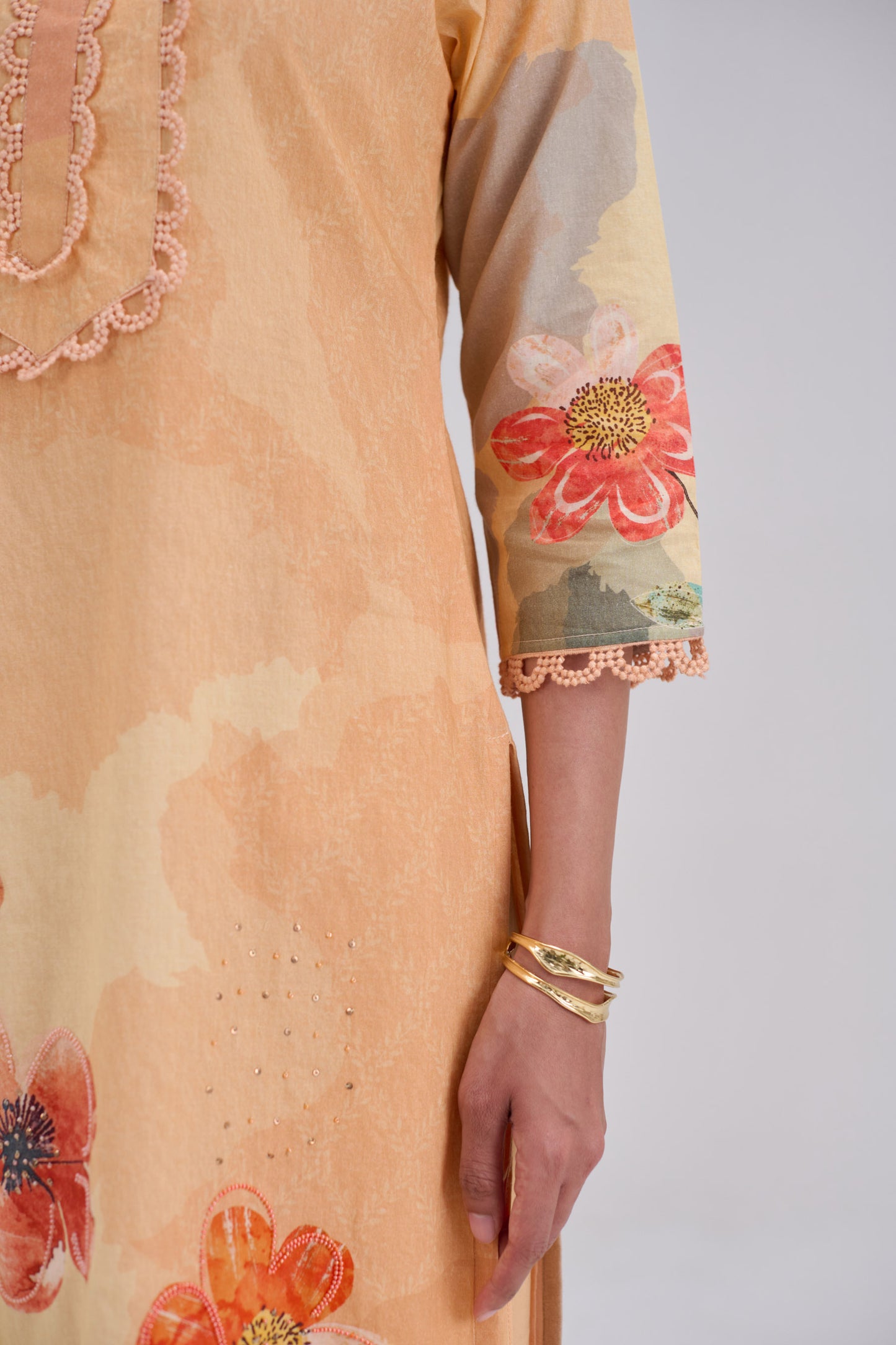 Madhuban - Soft Peach Cotton Cambric Kurta Set