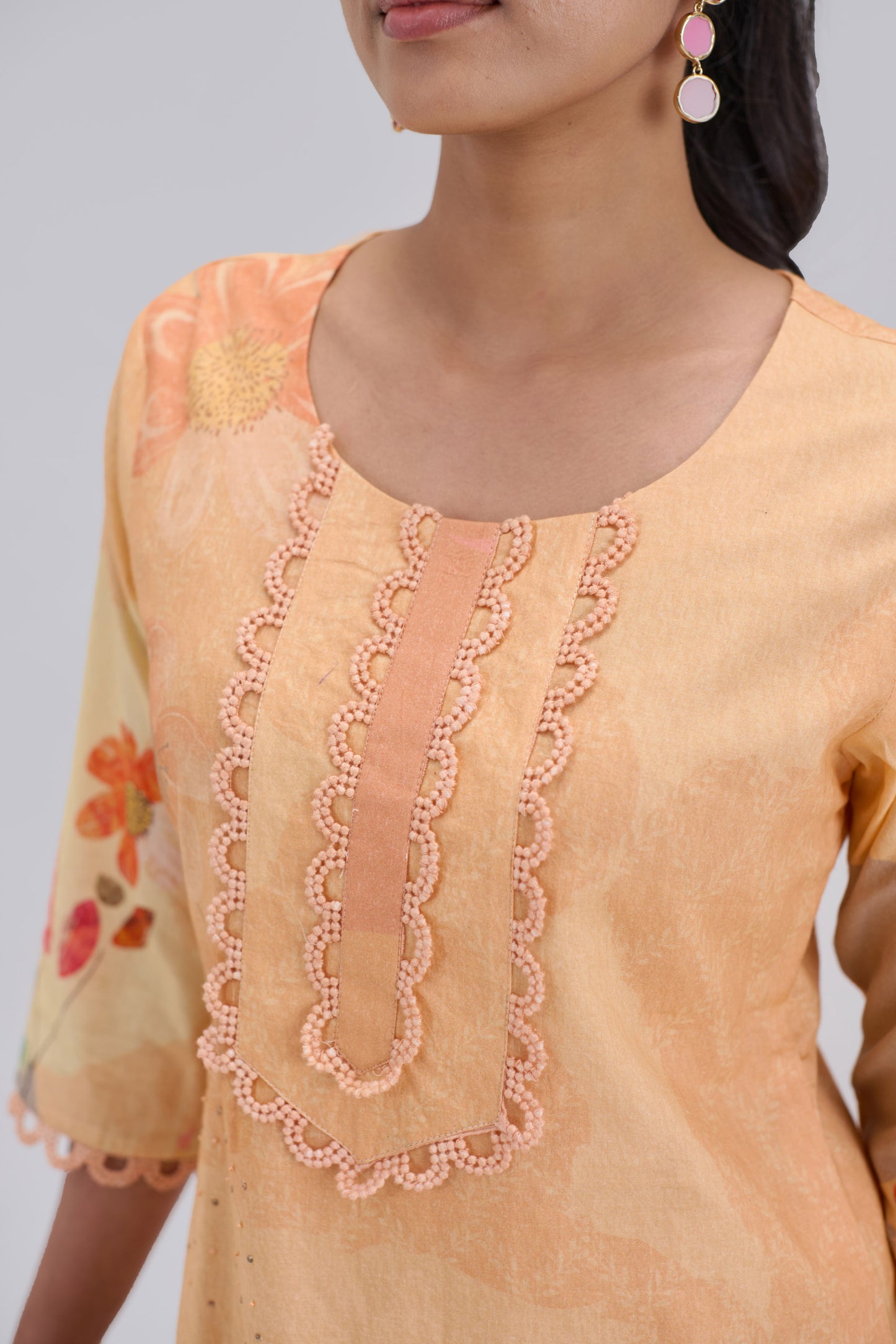 Madhuban - Soft Peach Cotton Cambric Kurta Set