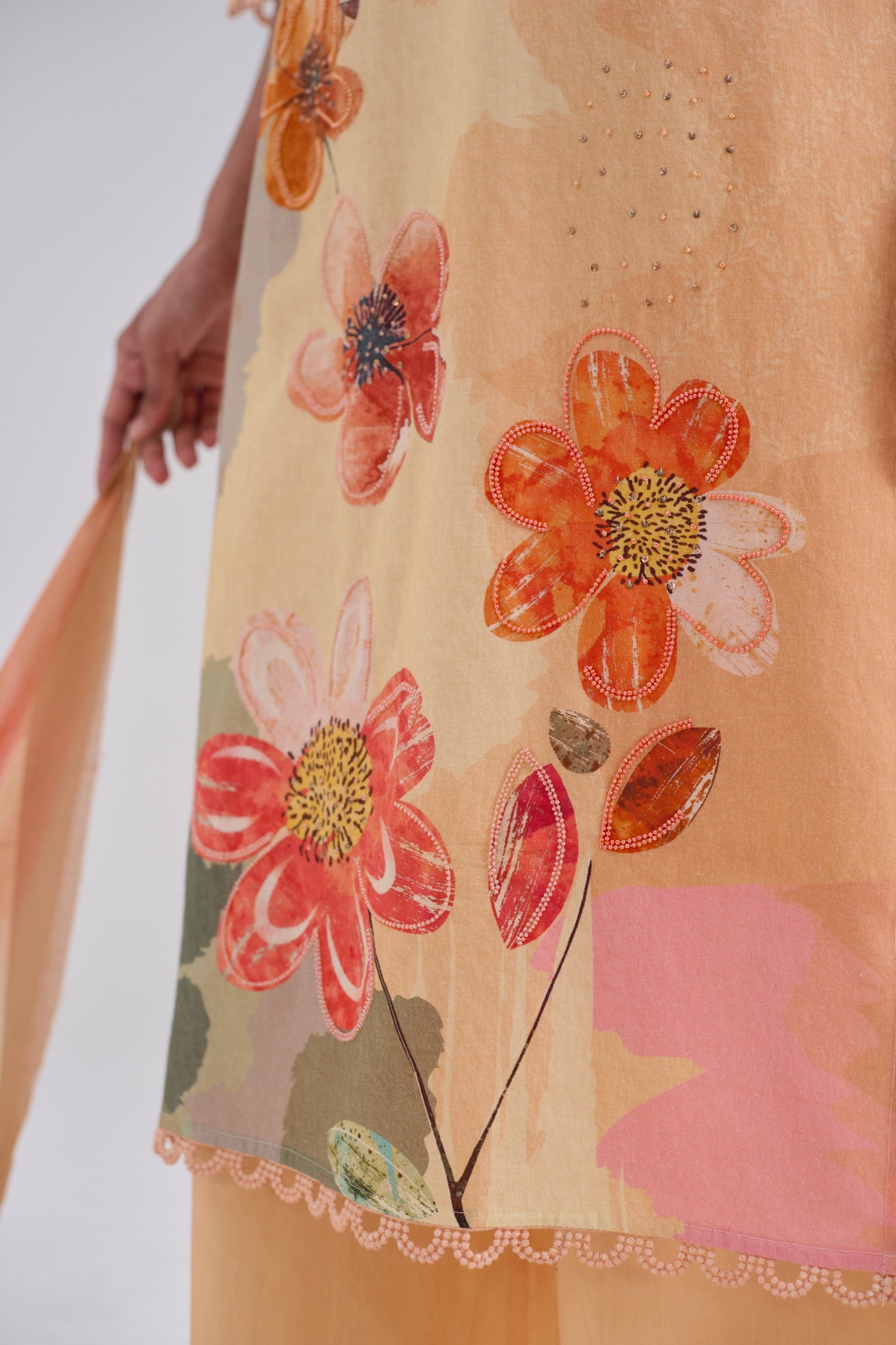 Madhuban - Soft Peach Cotton Cambric Kurta Set