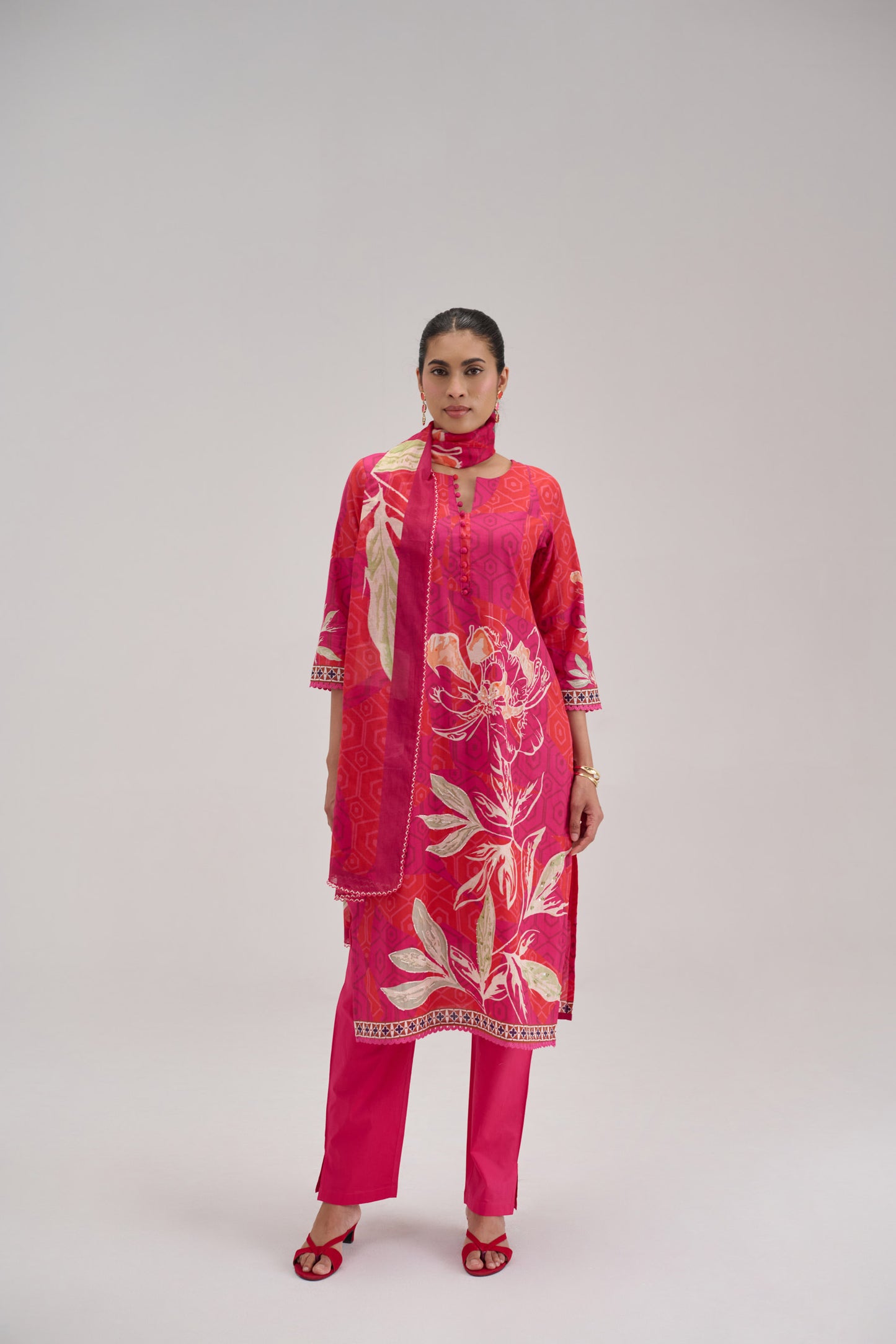 Madhuban - Hot Pink Cotton Cambric Kurta Set