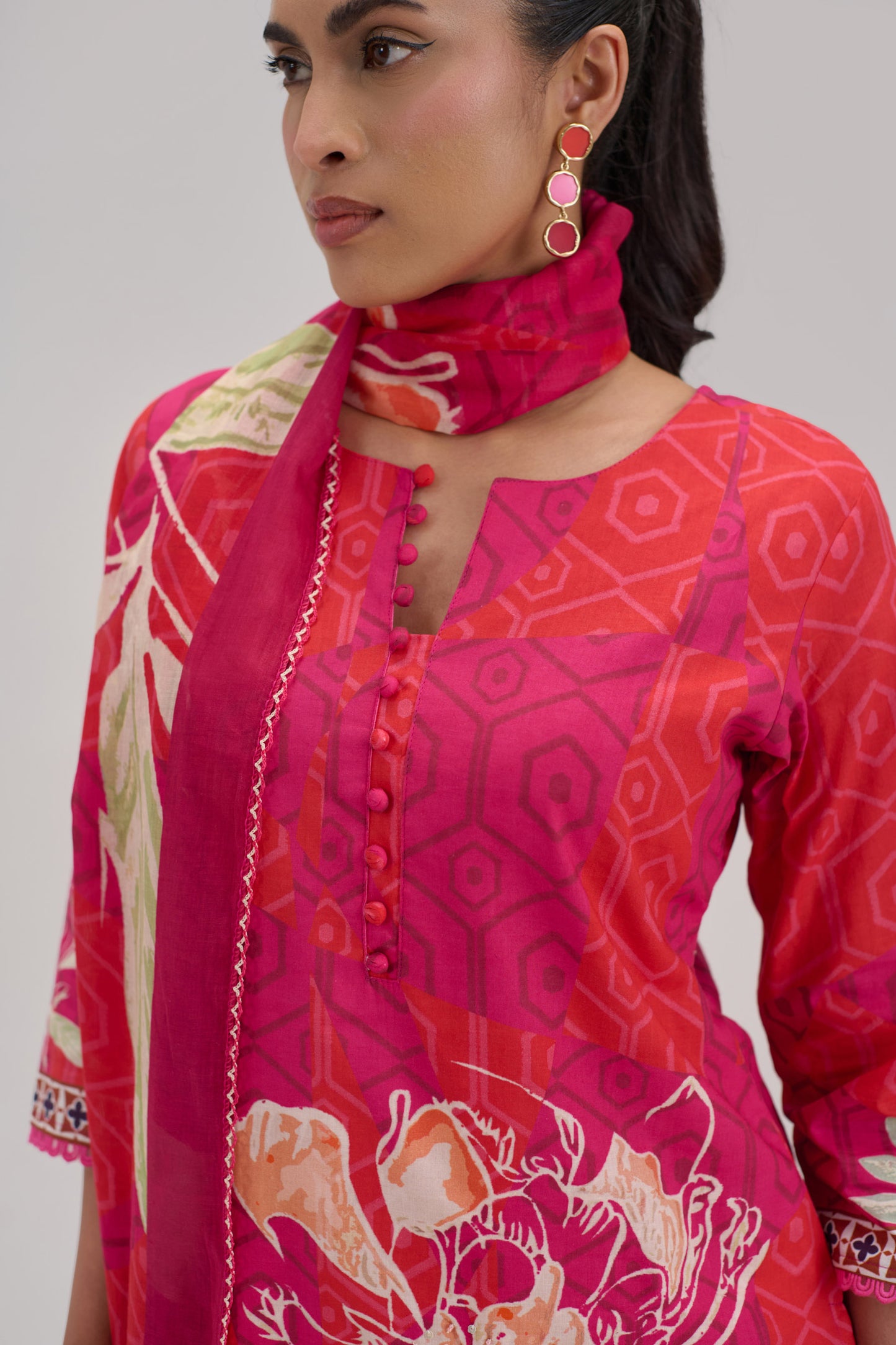 Madhuban - Hot Pink Cotton Cambric Kurta Set