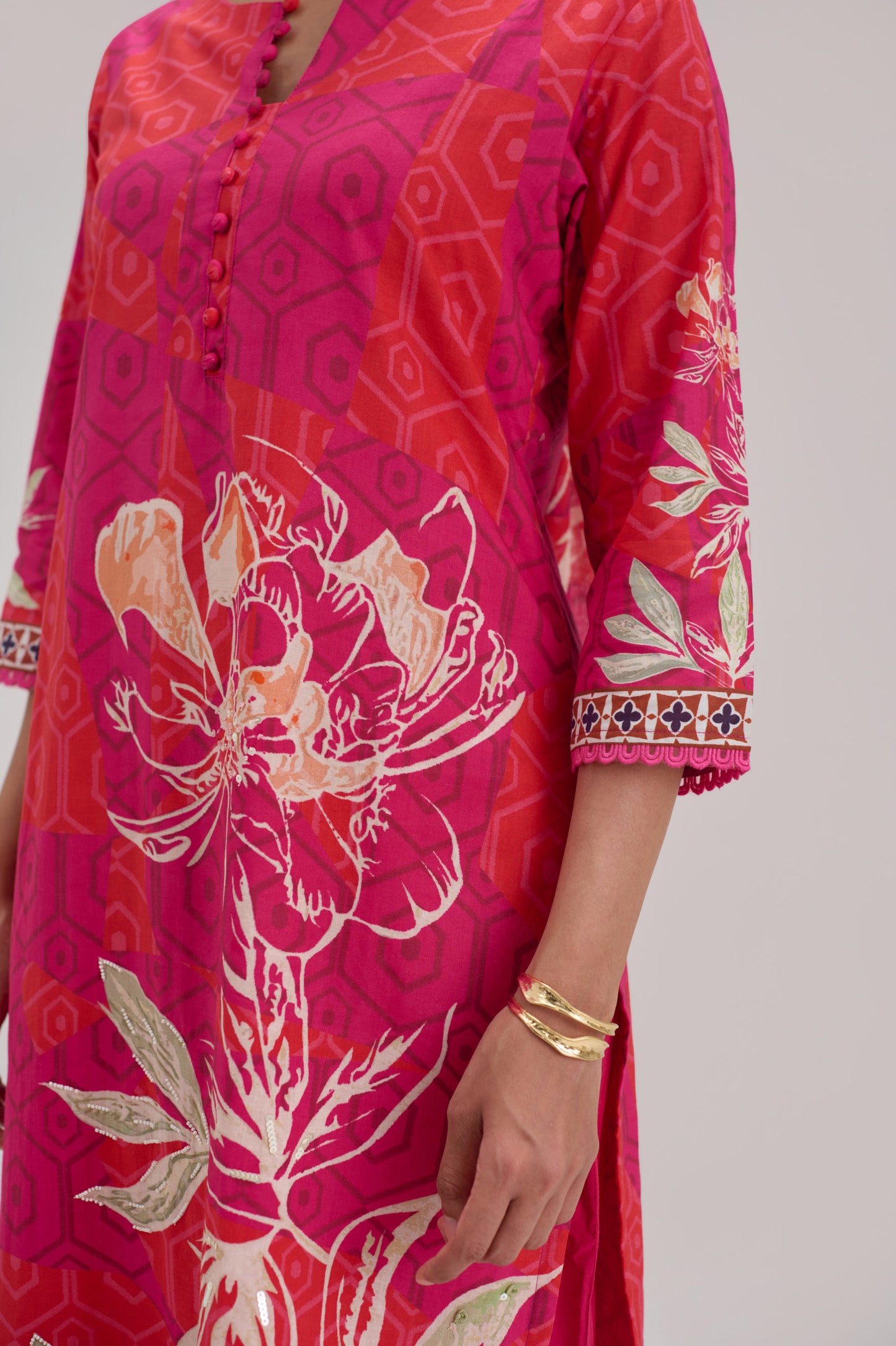 Madhuban - Hot Pink Cotton Cambric Kurta Set