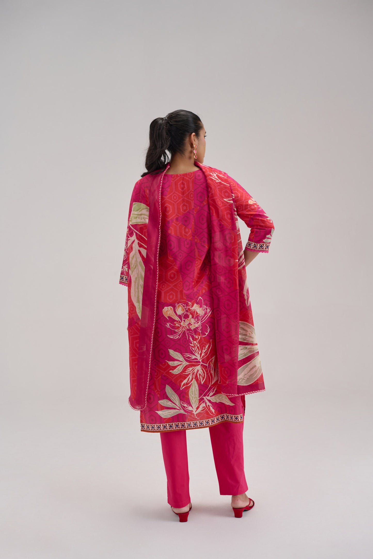 Madhuban - Hot Pink Cotton Cambric Kurta Set