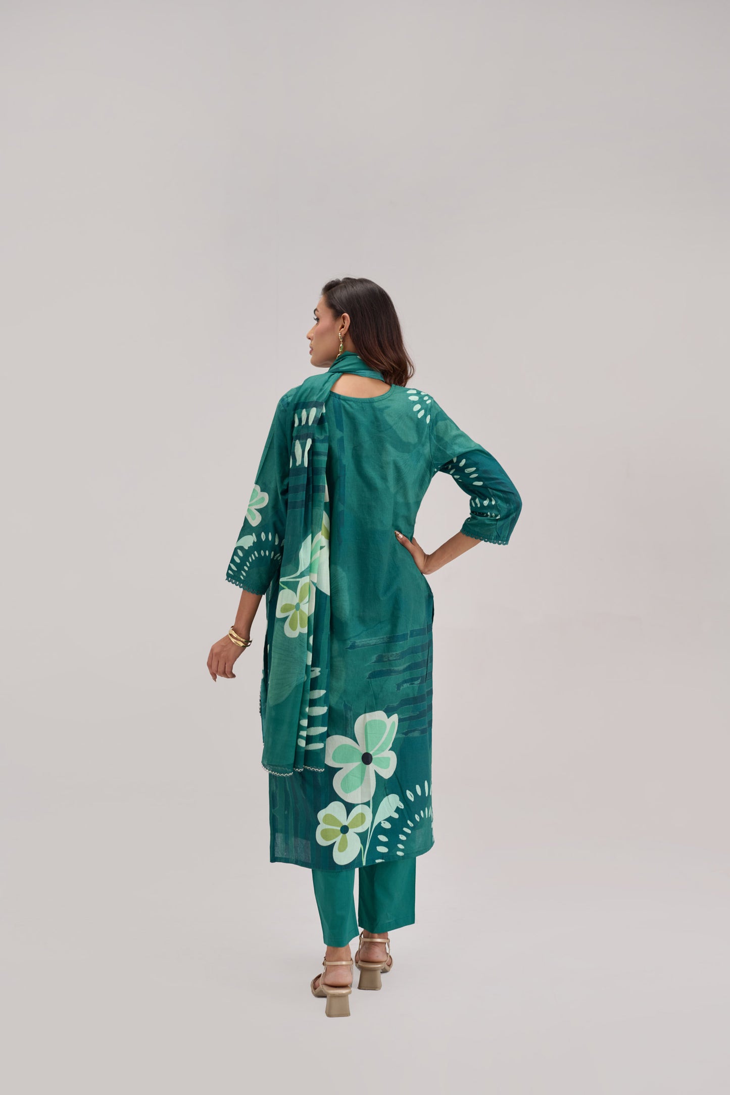 Madhuban - Bottle Green Cotton Cambric Kurta Set