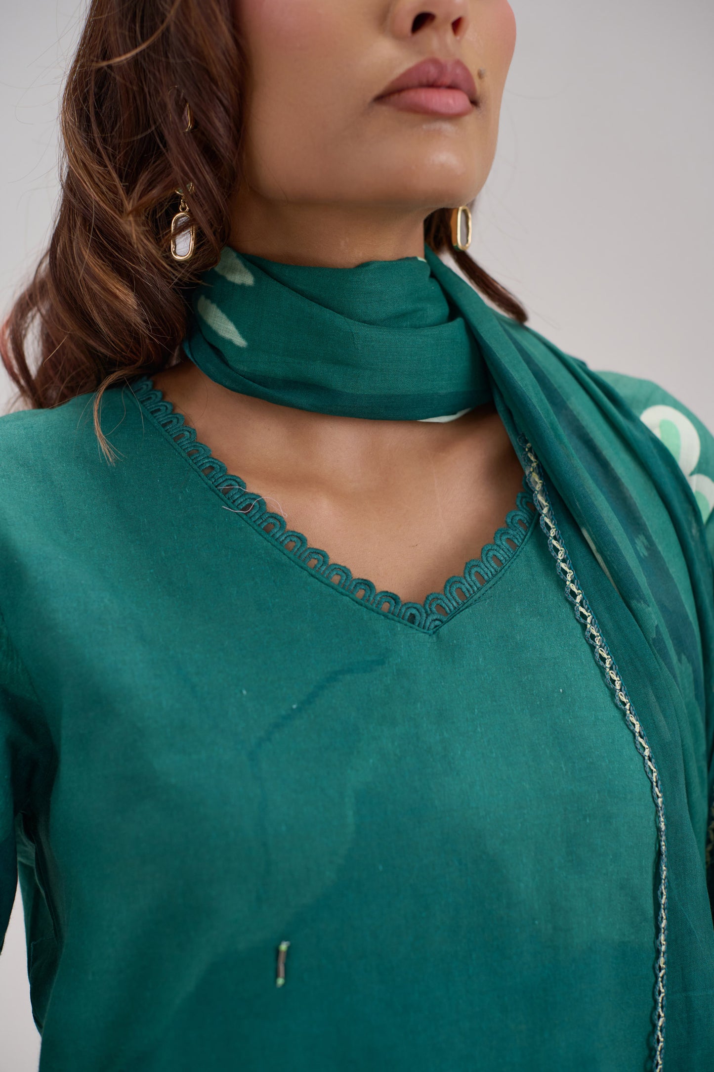 Madhuban - Bottle Green Cotton Cambric Kurta Set