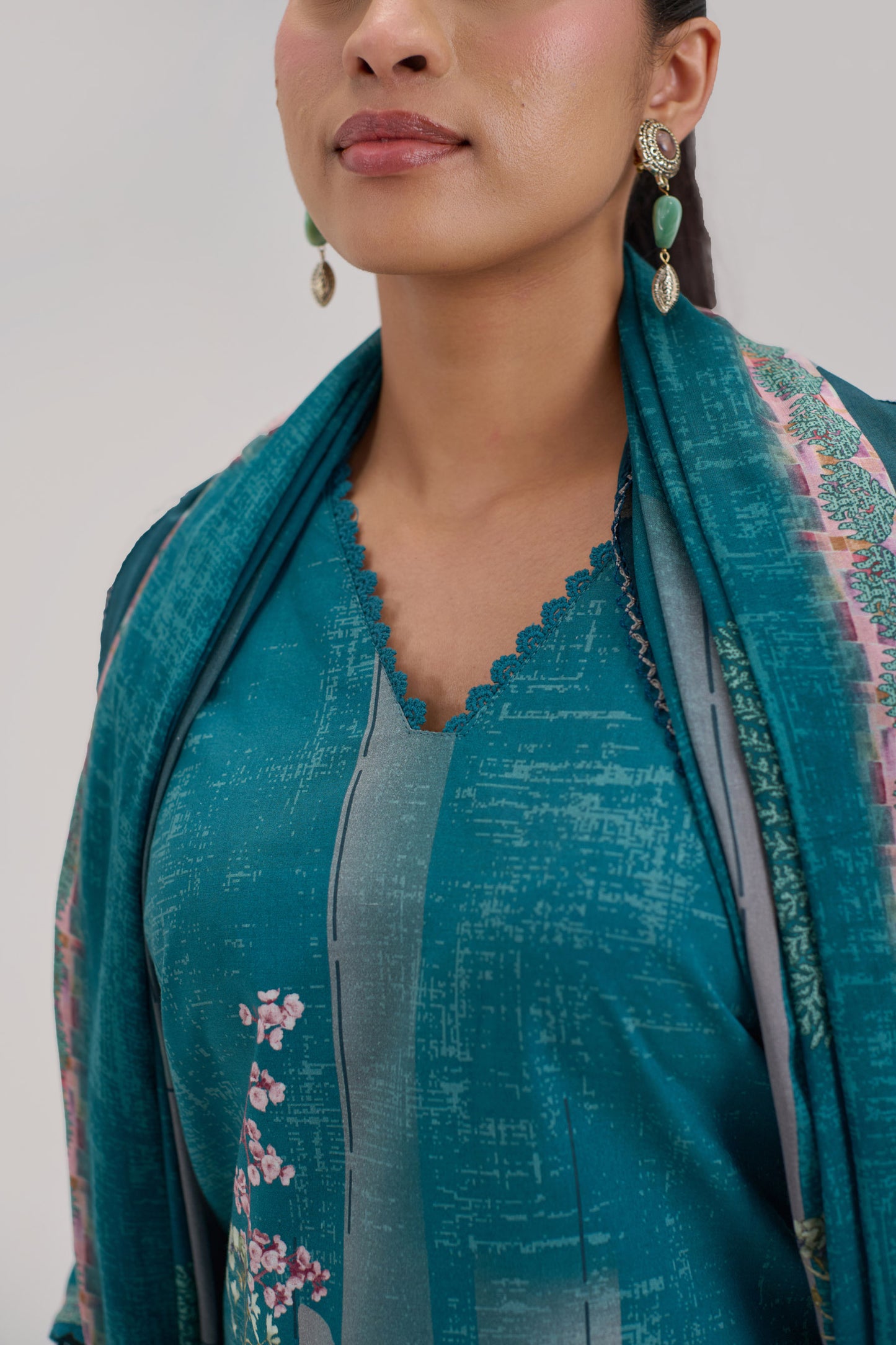 Madhuban - Teal Cotton Cambric Kurta Set