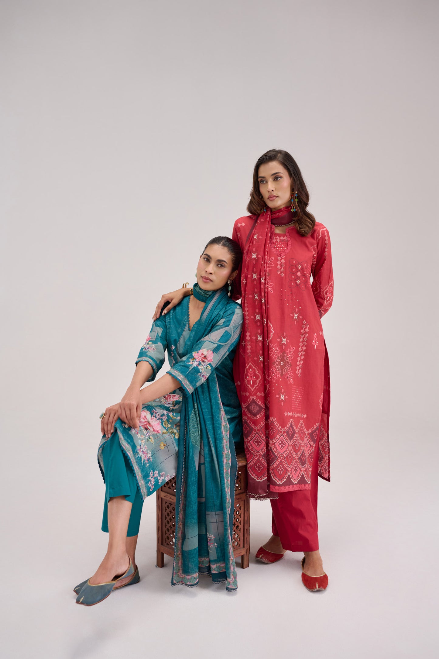 Madhuban - Teal Cotton Cambric Kurta Set