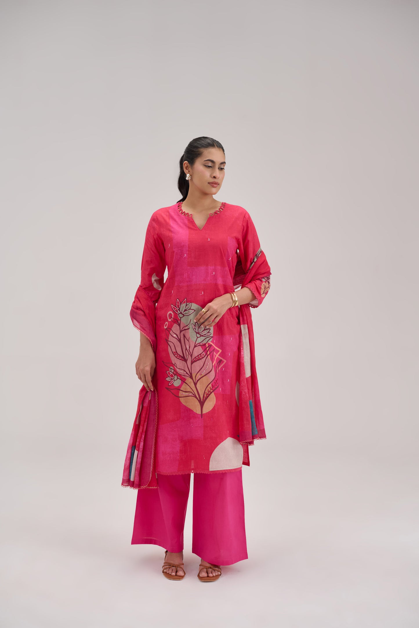 Kaya - Hot Pink Cotton Cambric Kurta Set
