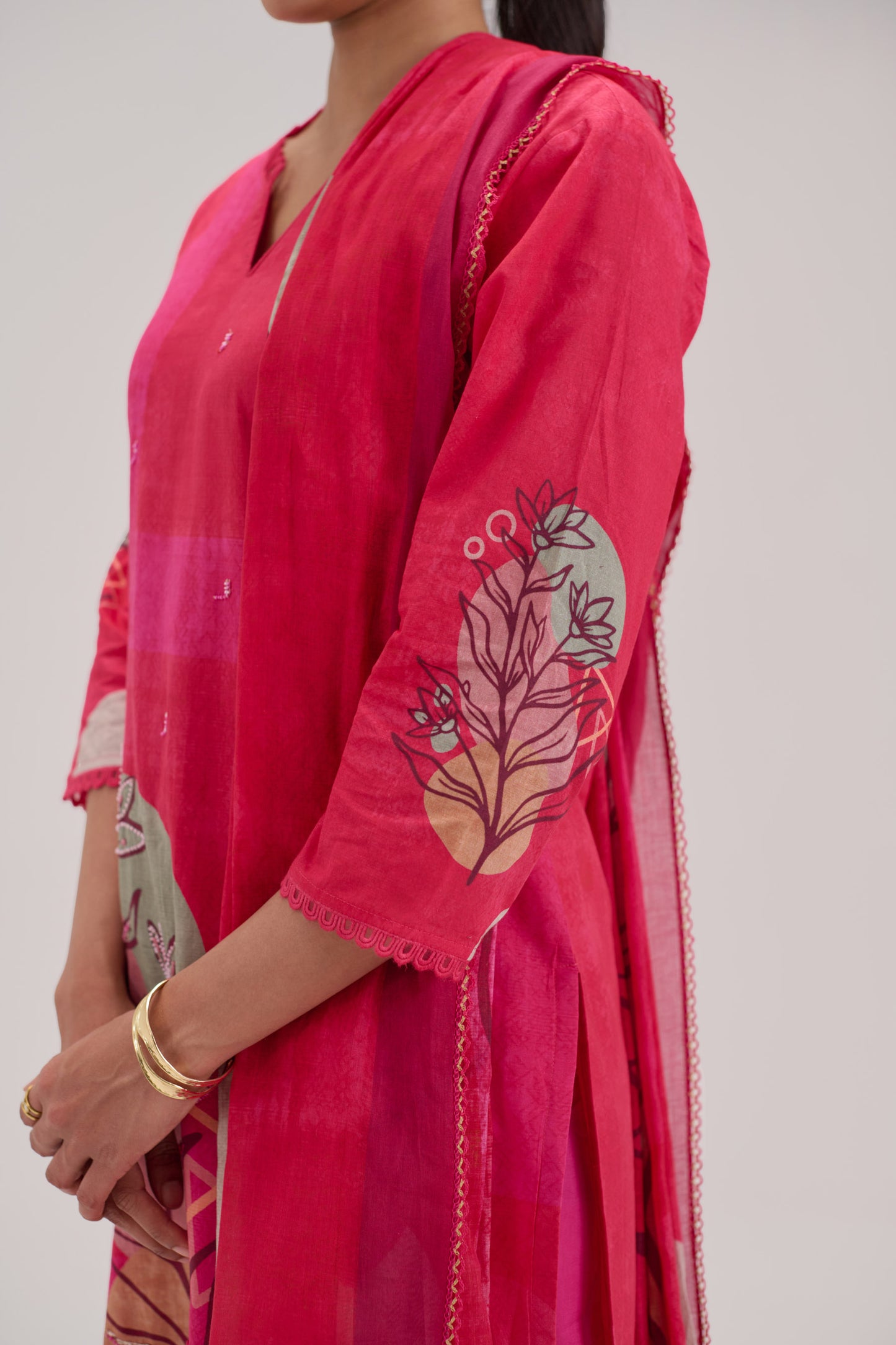 Kaya - Hot Pink Cotton Cambric Kurta Set