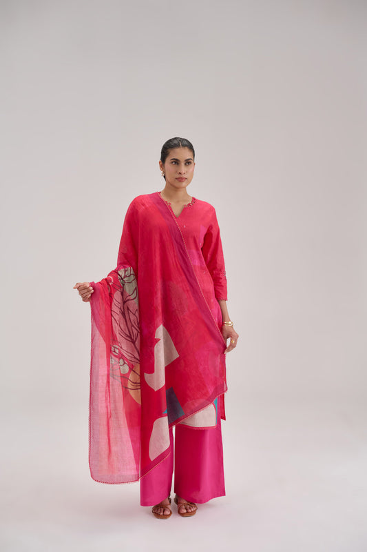 Kaya - Hot Pink Cotton Cambric Kurta Set