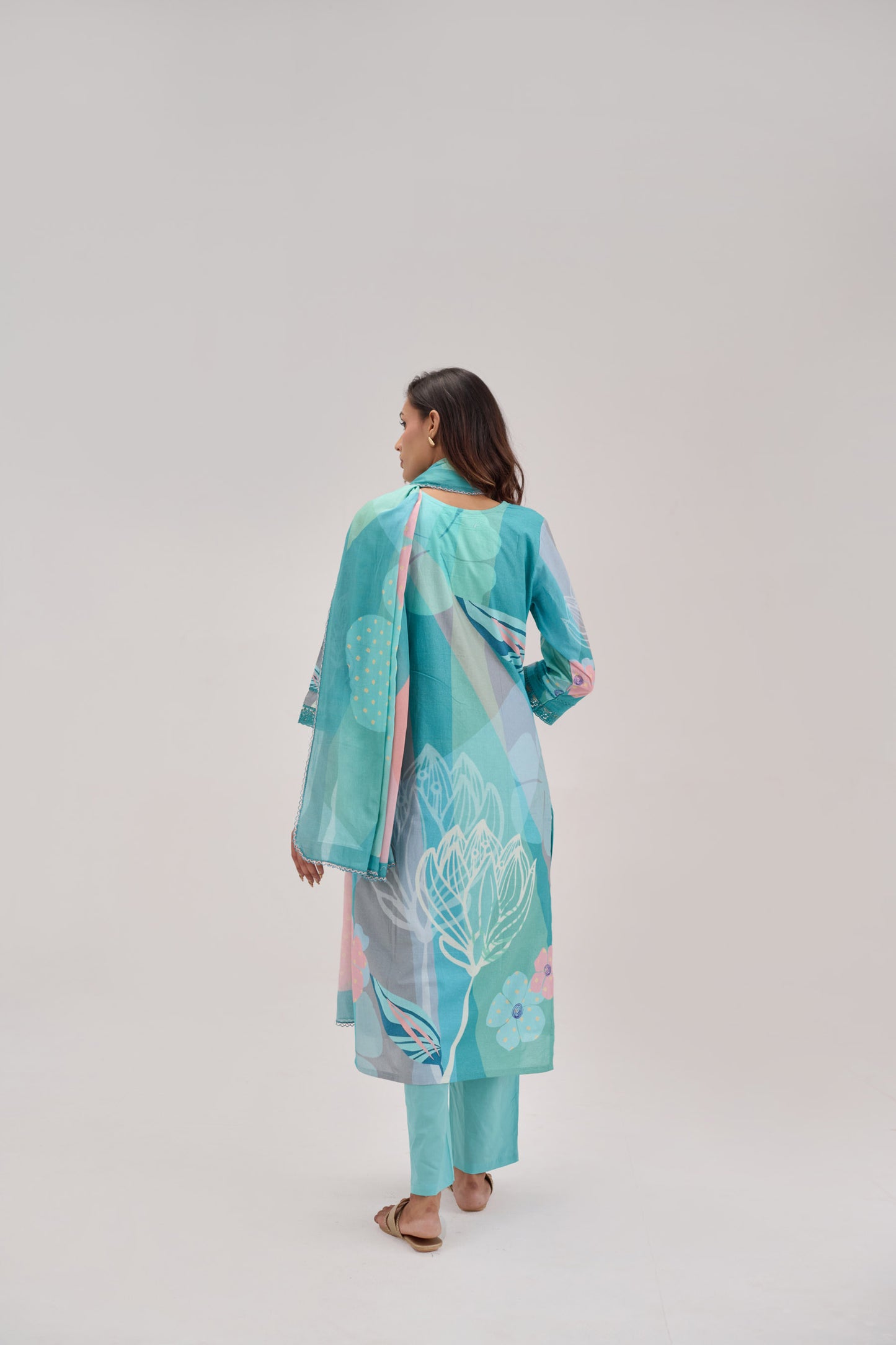 Kaya - Light Turquoise Cotton Cambric Kurta Set